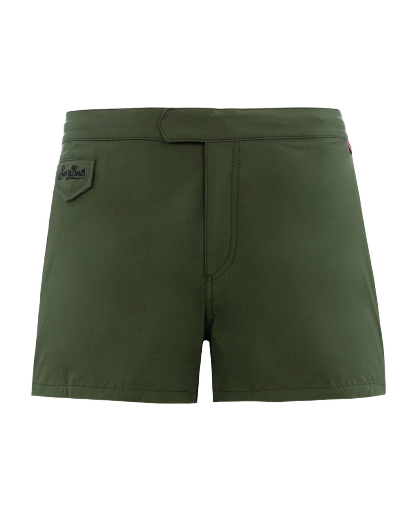 MC2 Saint Barth Man Military Green Fitted Cut Swim Shorts Harrys - GREEN