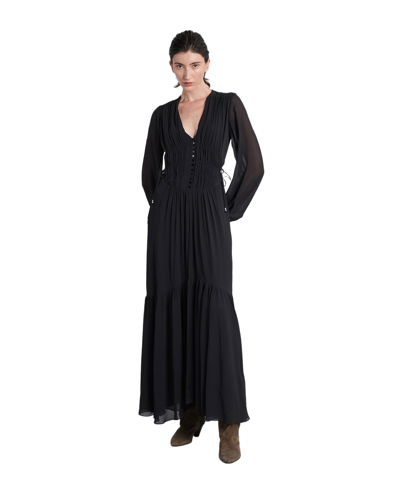 Marant Étoile Briane Long Dress In Black Viscose - black