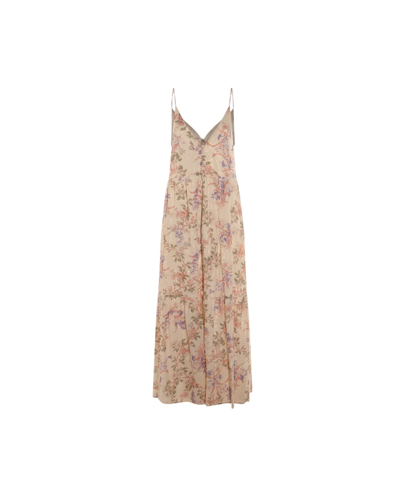 TwinSet Multicolor Cotton Maxi Dress - ST. FIORE MULTI LUREX