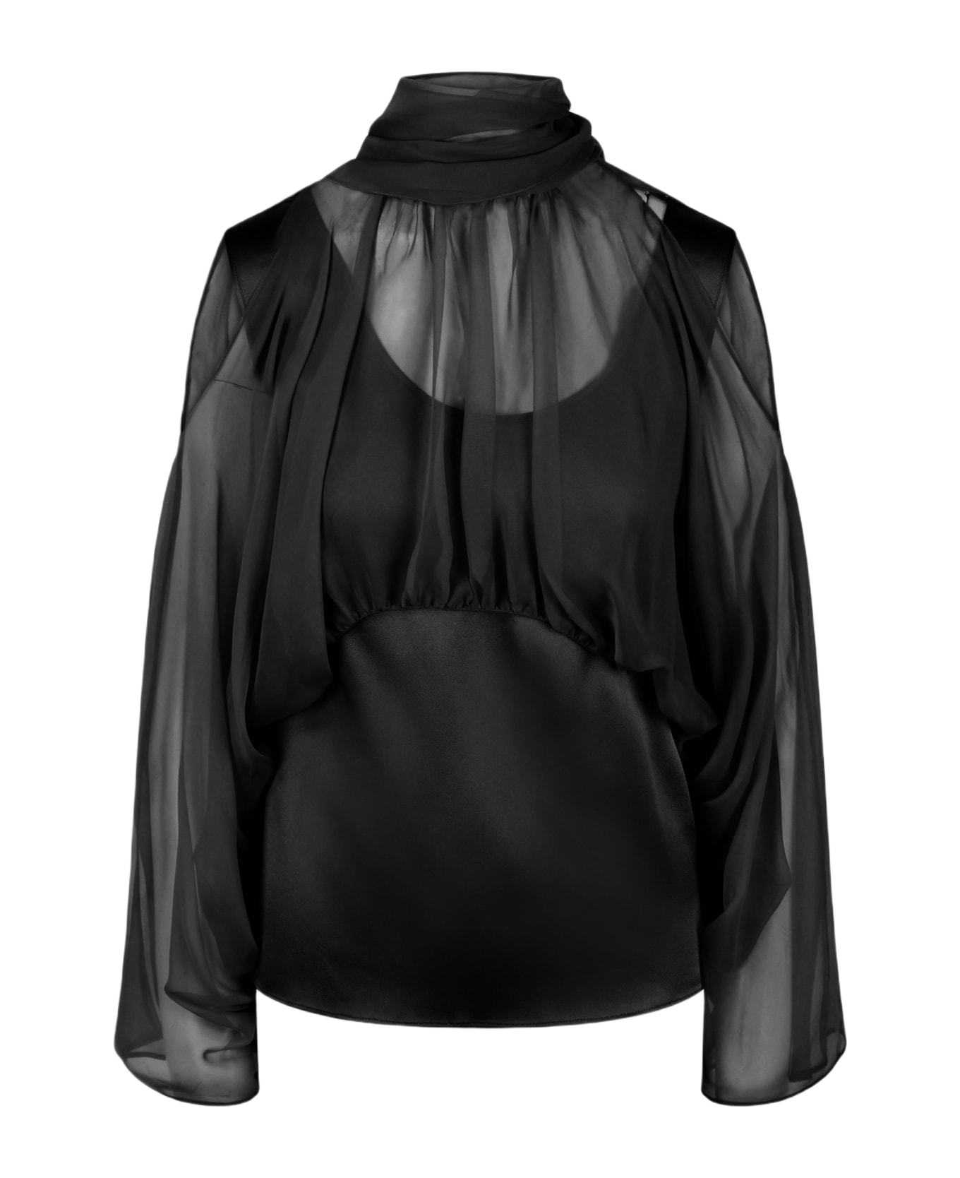 Alberta Ferretti Satin And Organza Shirt - Black