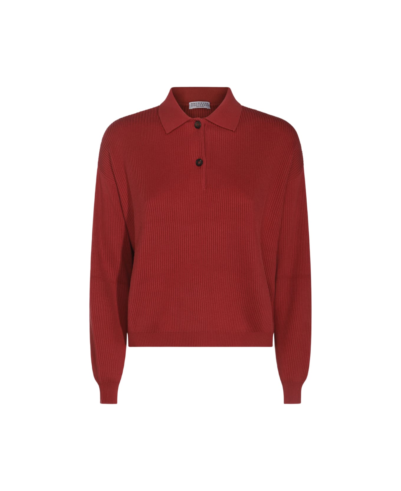 Brunello Cucinelli Red Cotton Polo Shirt