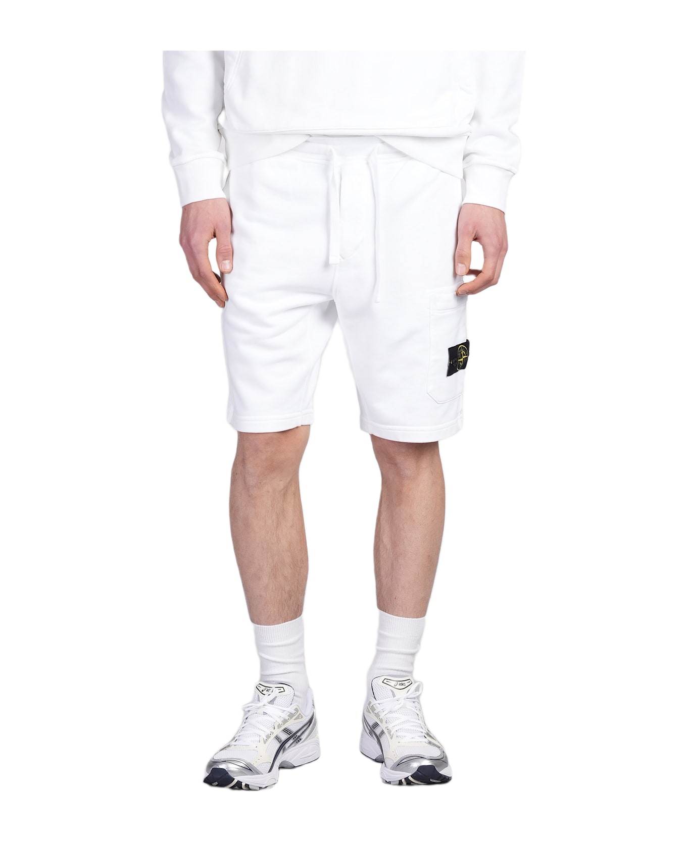 Stone Island Logo Badge Bermuda Shorts - WHITE