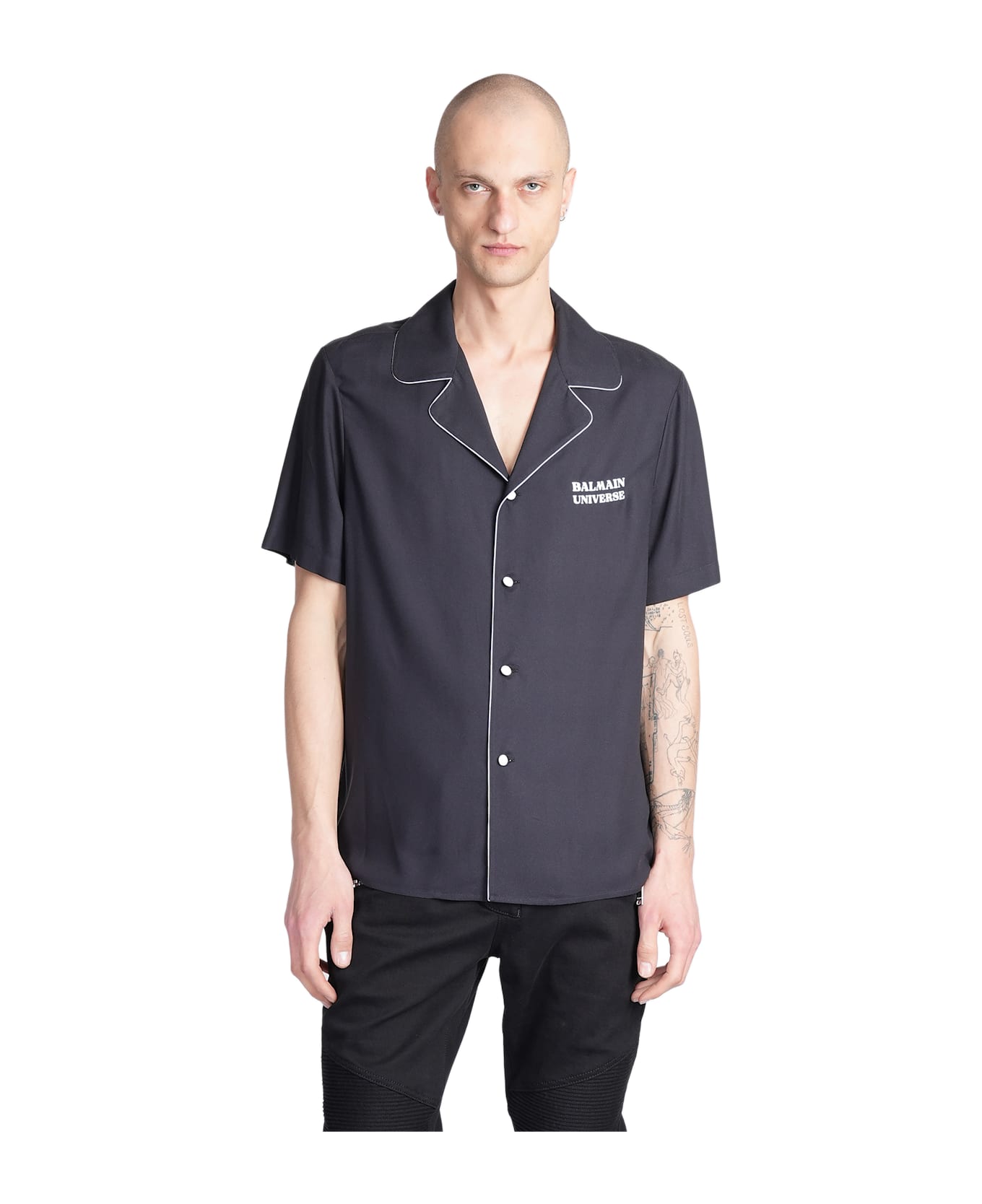 Balmain Shirt In Black Viscose - black