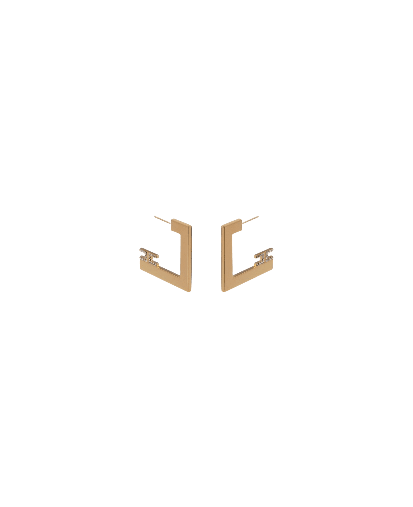 Elisabetta Franchi Double Geometric Logo Earrings - GOLD