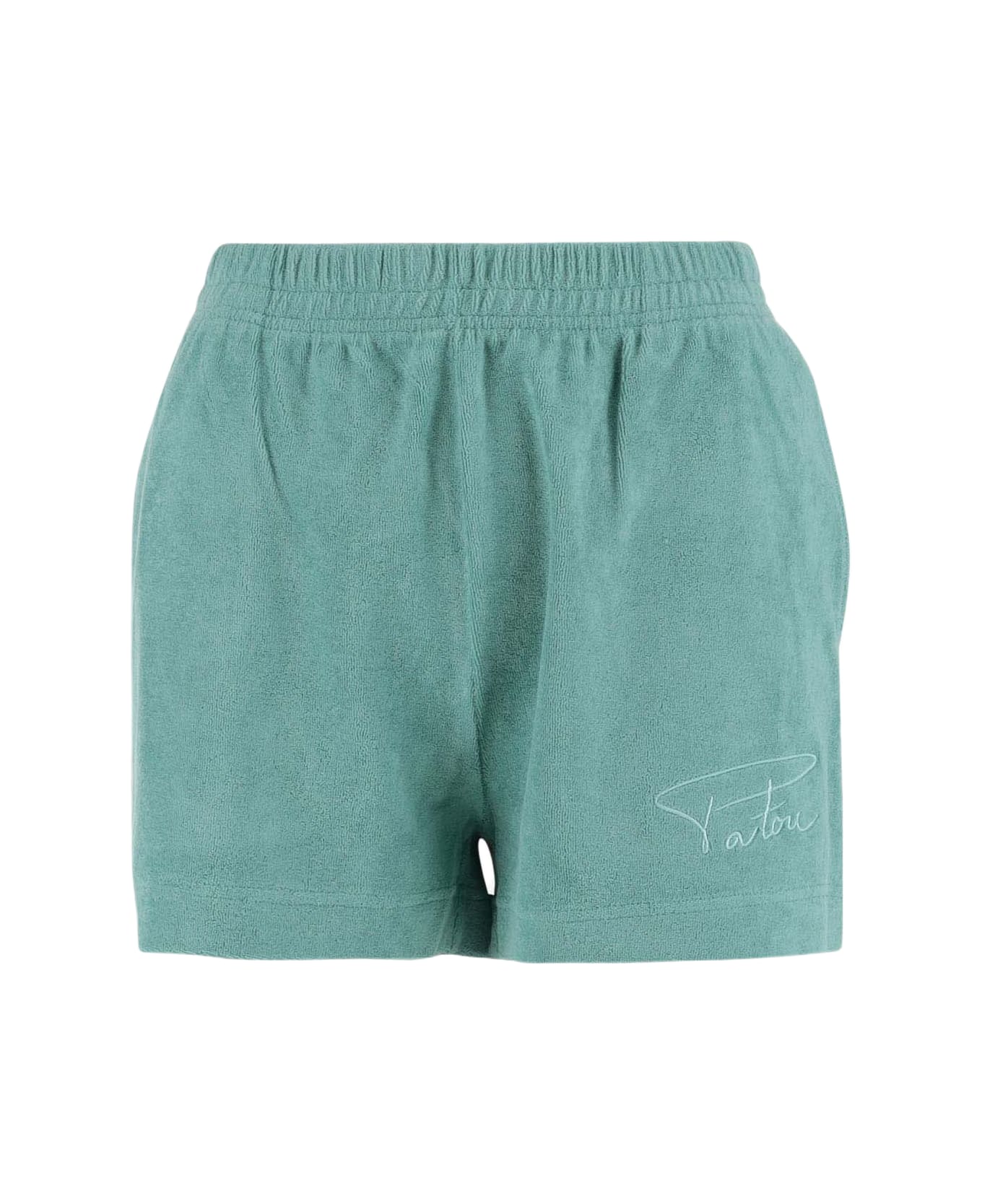 Patou Cotton Terry Short Pants With Logo - Green ショートパンツ