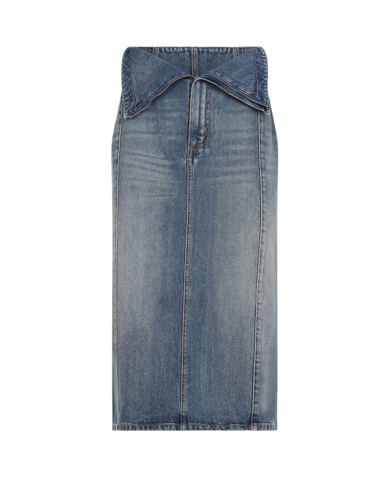 Alexander McQueen Cotton Midi Skirt - Indigo Stonewashed