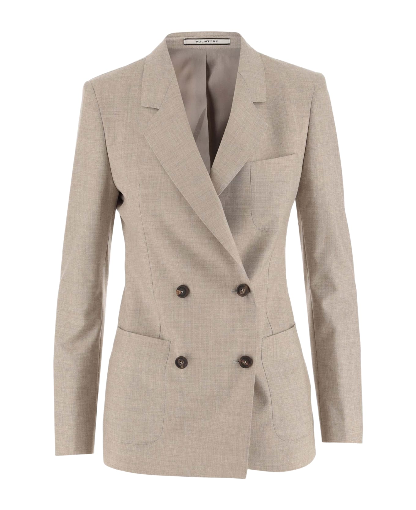 Tagliatore Wool And Silk Double-breasted Jacket - Beige