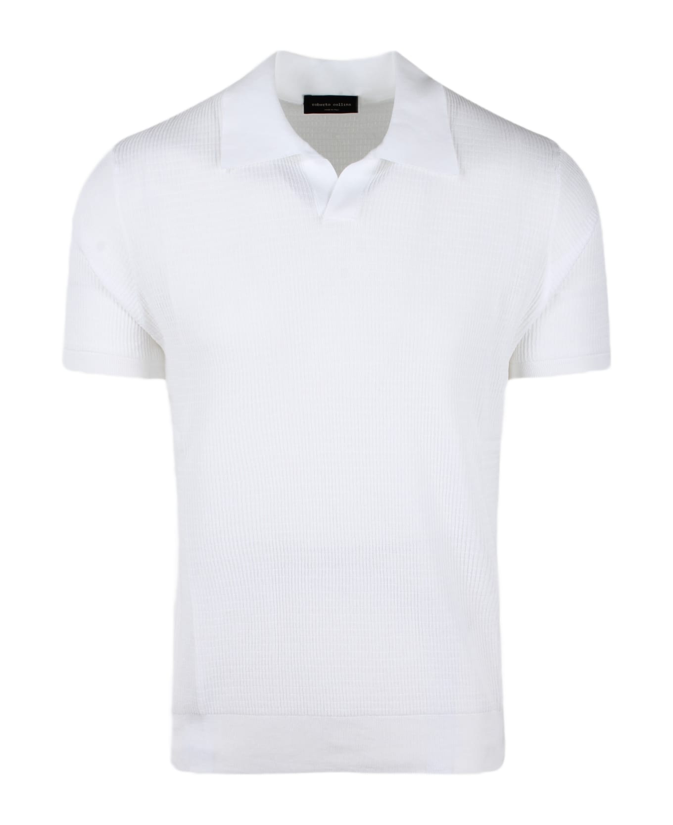 Roberto Collina Ribbed Knit Polo Shirt - White ポロシャツ