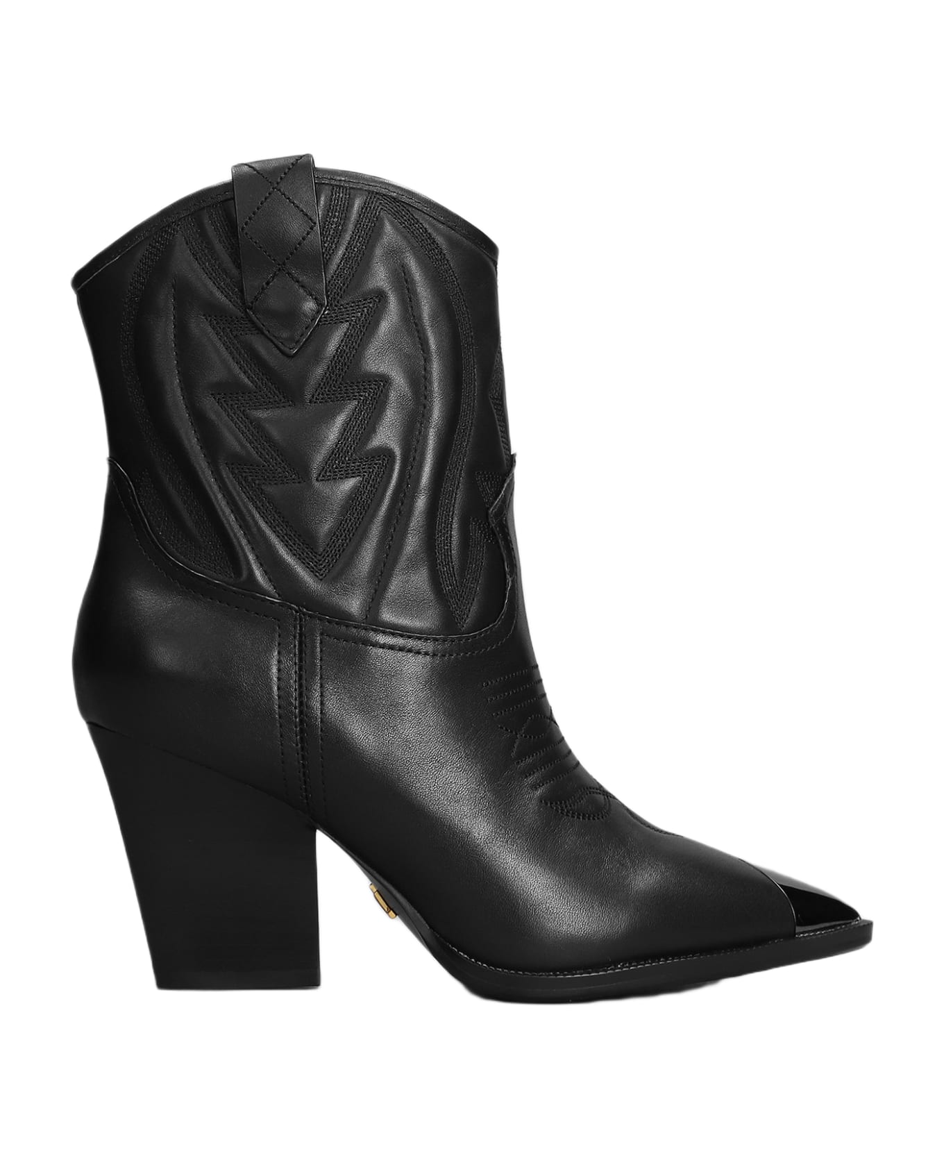 Lola Cruz Texan Ankle Boots In Black Leather - black