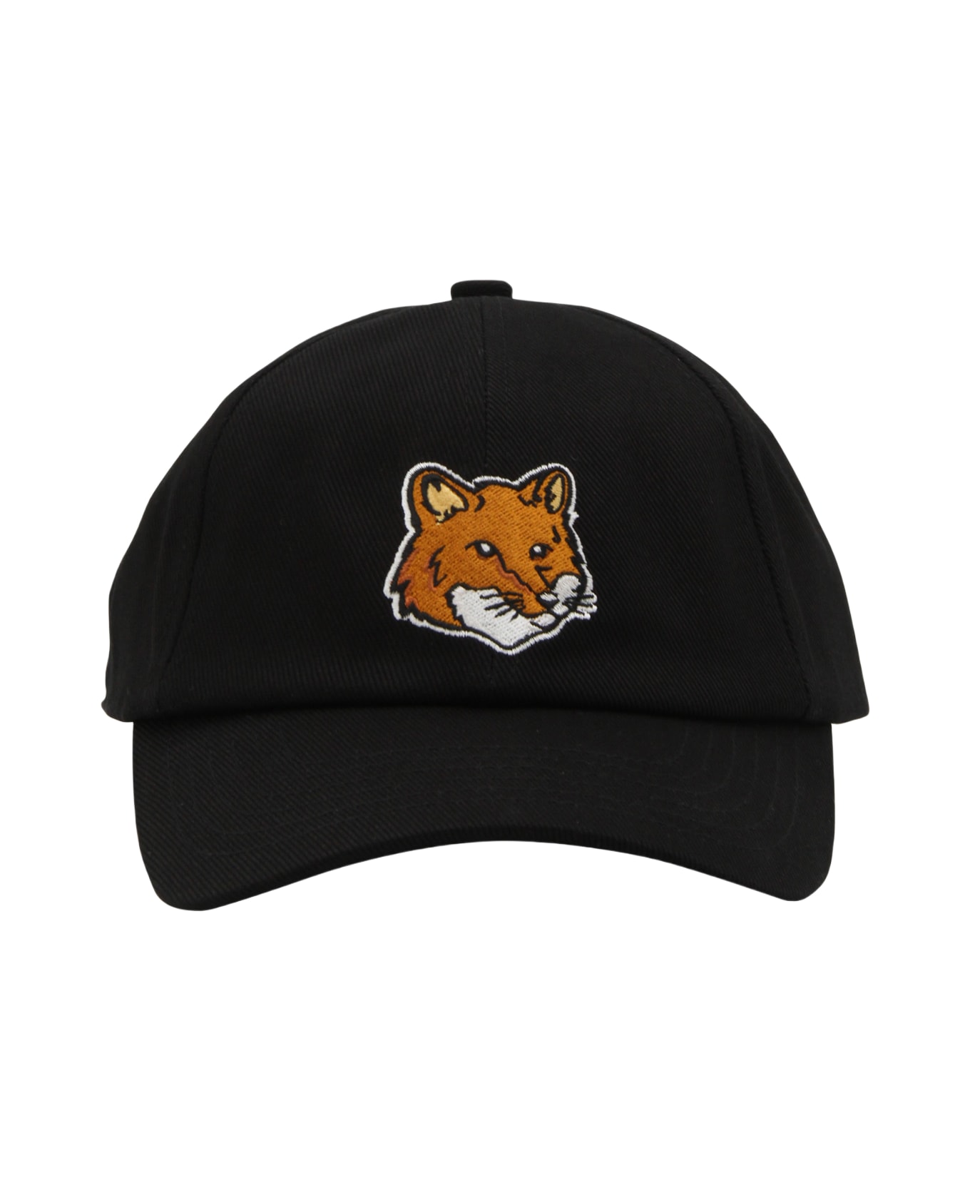Maison Kitsuné Black Cotton Fox Head Baseball Cap - Black 帽子