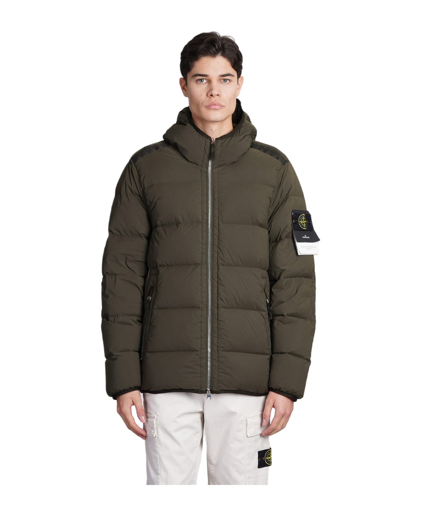 Stone Island Puffer In Green Nylon - green