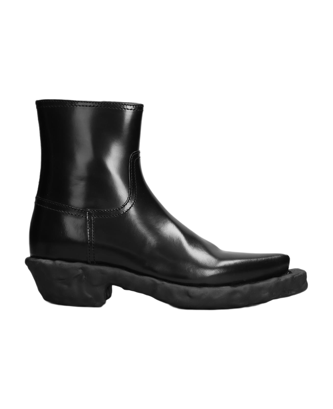 Camper Venga Low Heels Boots In Black Leather - Black