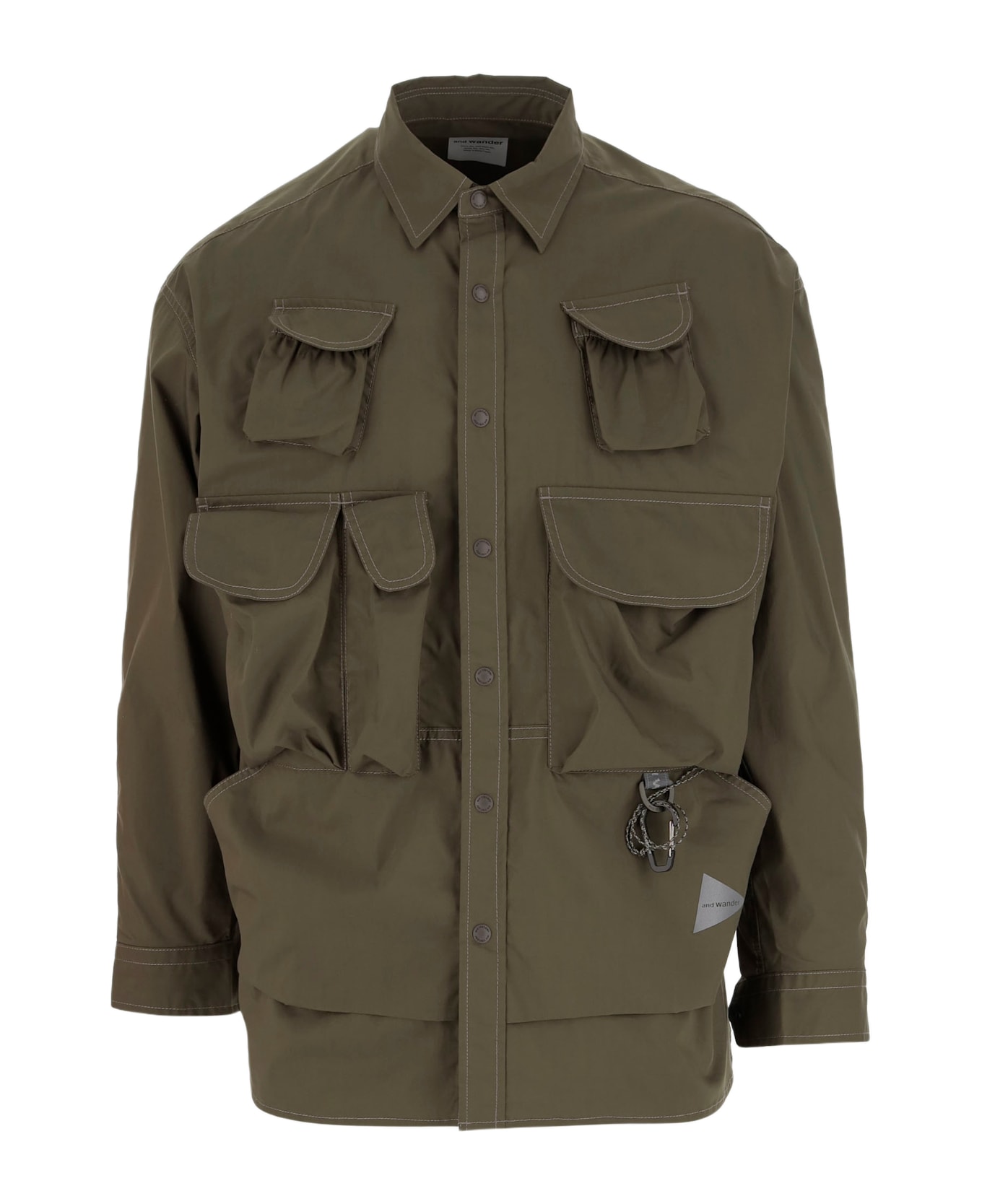 And Wander Multi Pocket Cotton Blend Shirt - Khaki