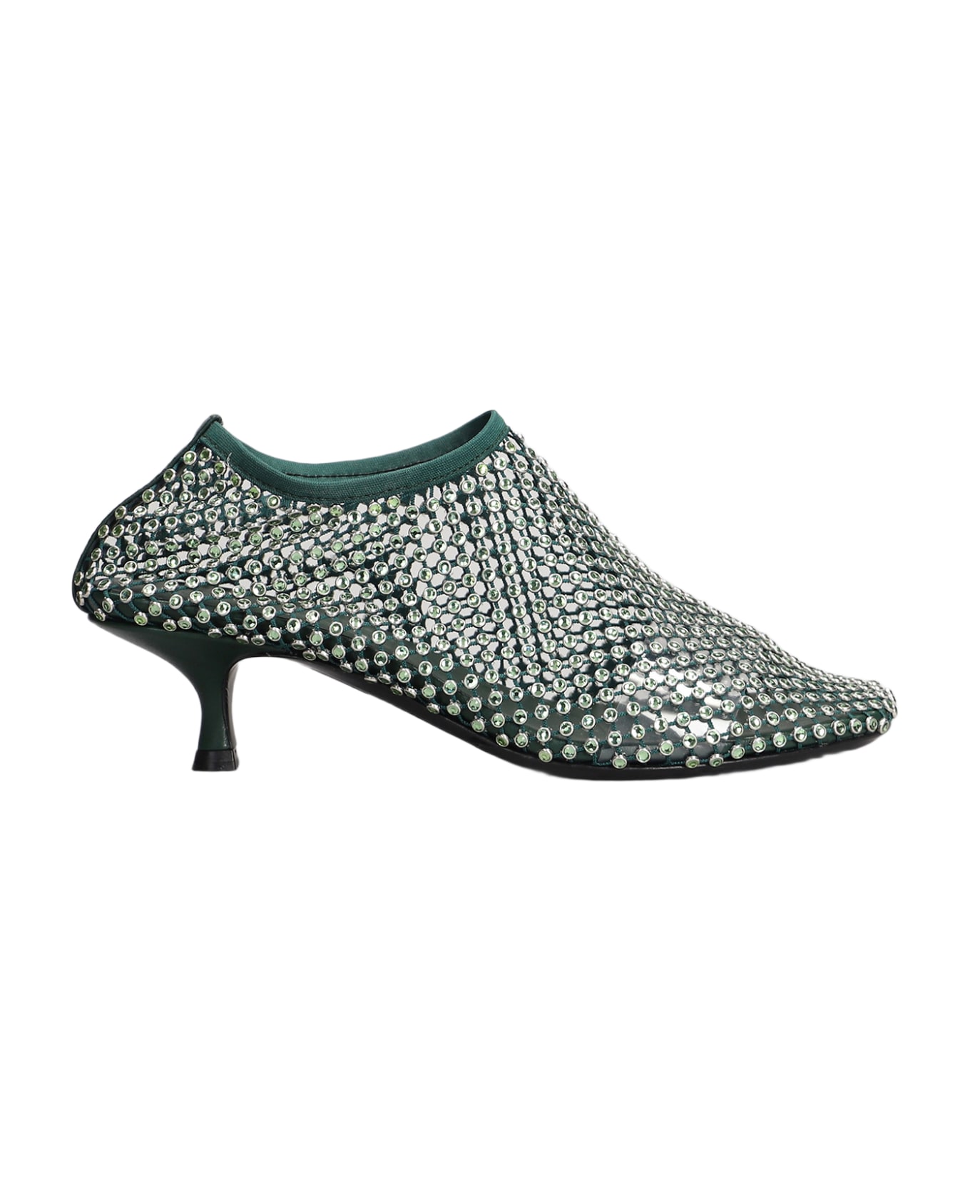 Christopher Esber Minette Crystal Low Heels Ankle Boots In Green Nylon - green