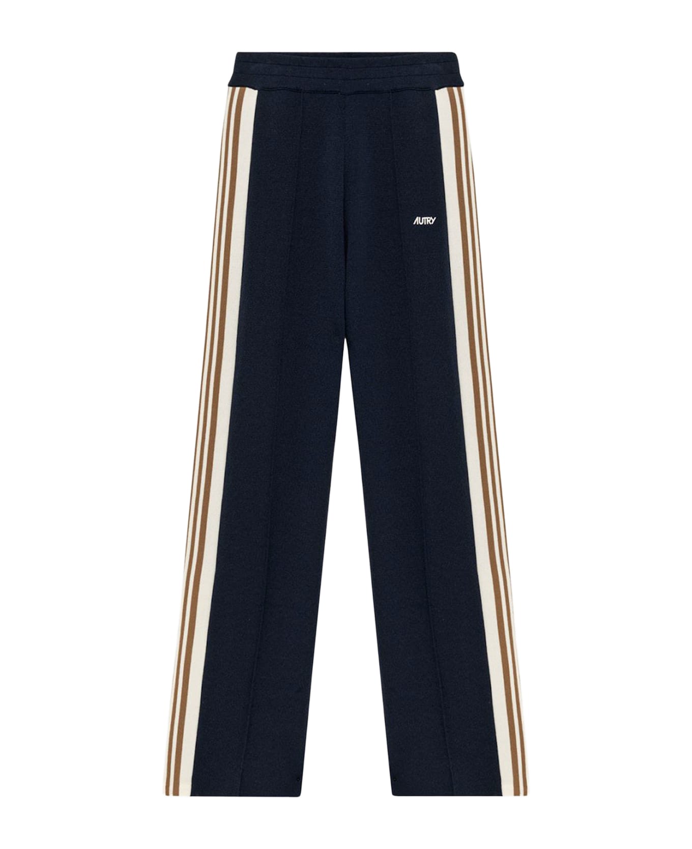 Autry Viscose Blend Trousers With Logo - Blue