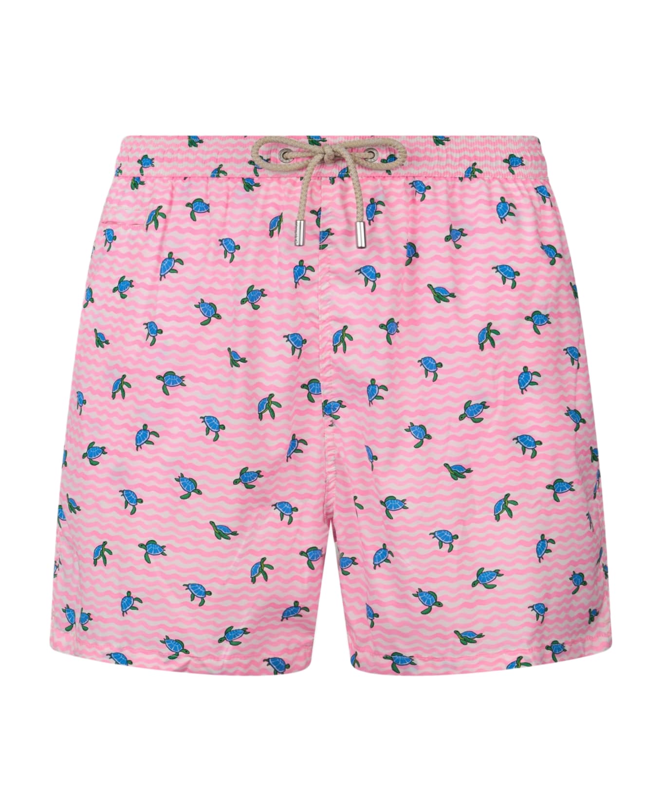 MC2 Saint Barth Comfort Light Classic Stretch Swim Shorts With Sea Turtles Print - PINK