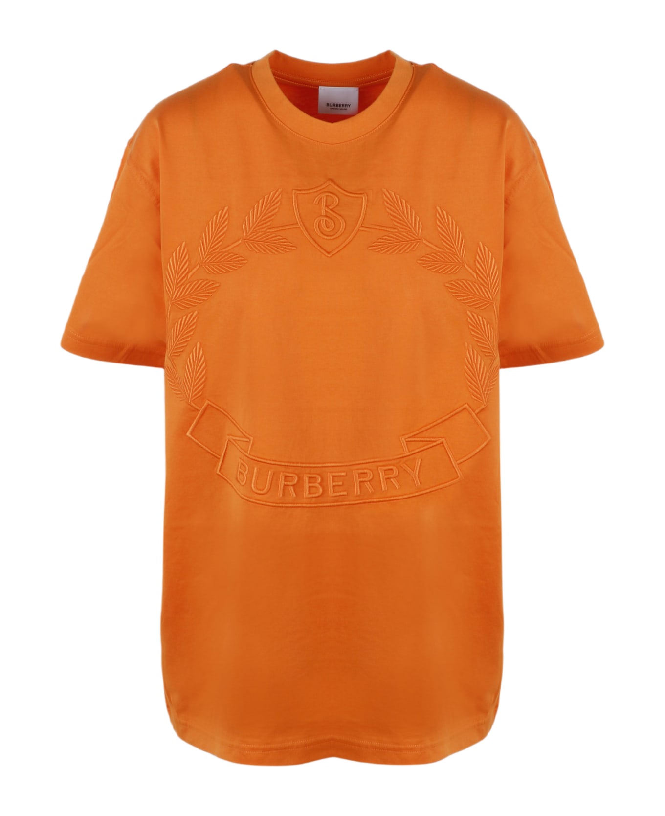 Burberry Logo Embroidered Crewneck T-shirt - Yellow & Orange