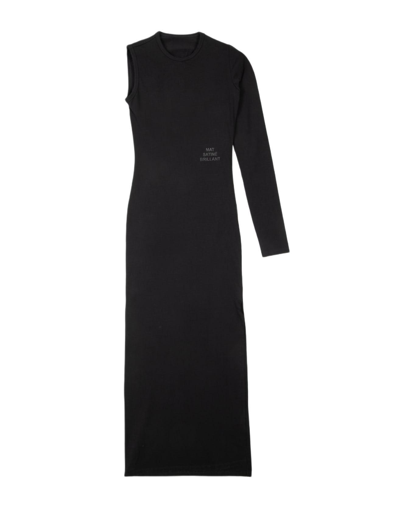 MM6 Maison Margiela Abito Midi Black cotton long dress with single sleeve - Nero