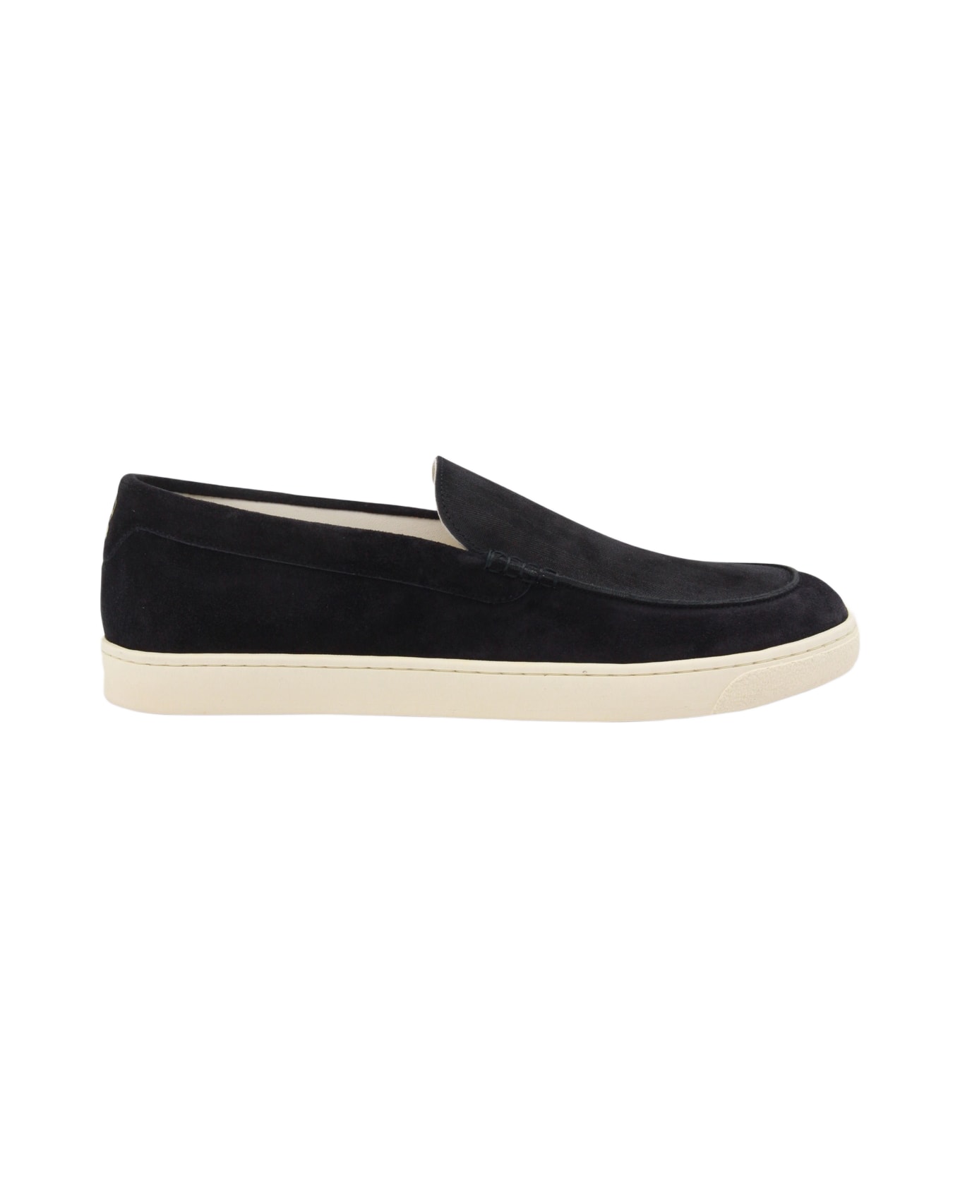 Brunello Cucinelli Navy Leather Sneakers - Blue ローファー＆デッキシューズ