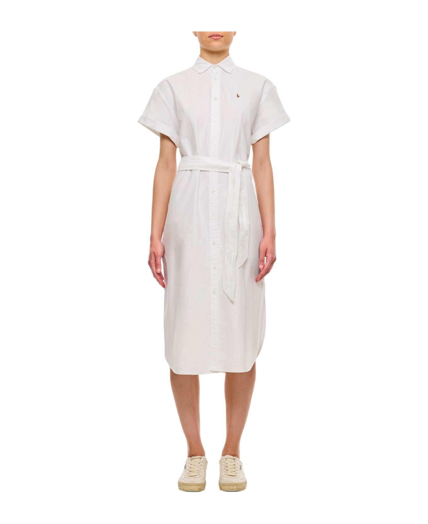 Polo Ralph Lauren Logo Embroidery Chemisier Dress - White ワンピース＆ドレス