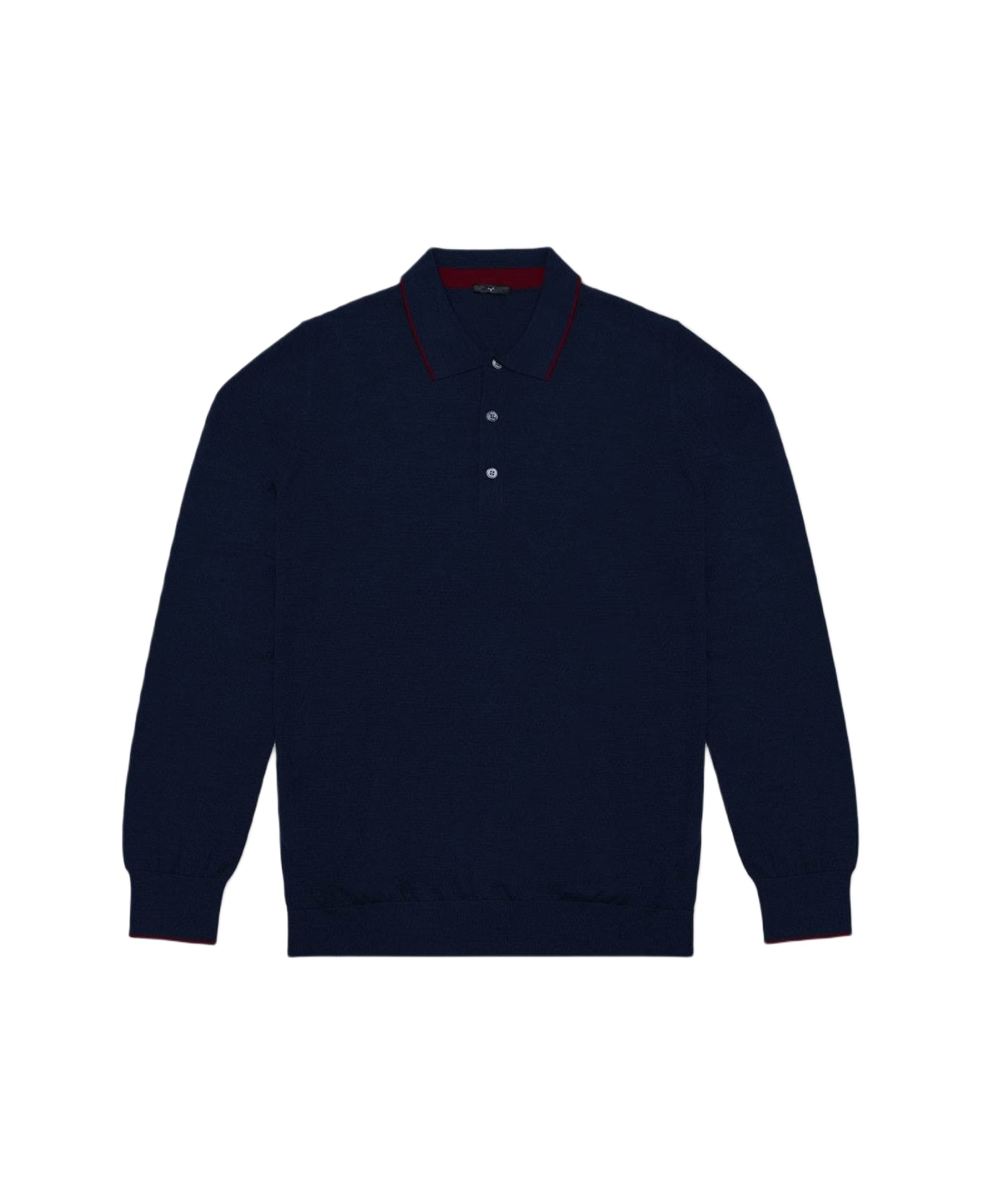 Larusmiani Long Sleeve Polo Shirt Polo Shirt - Blue ポロシャツ