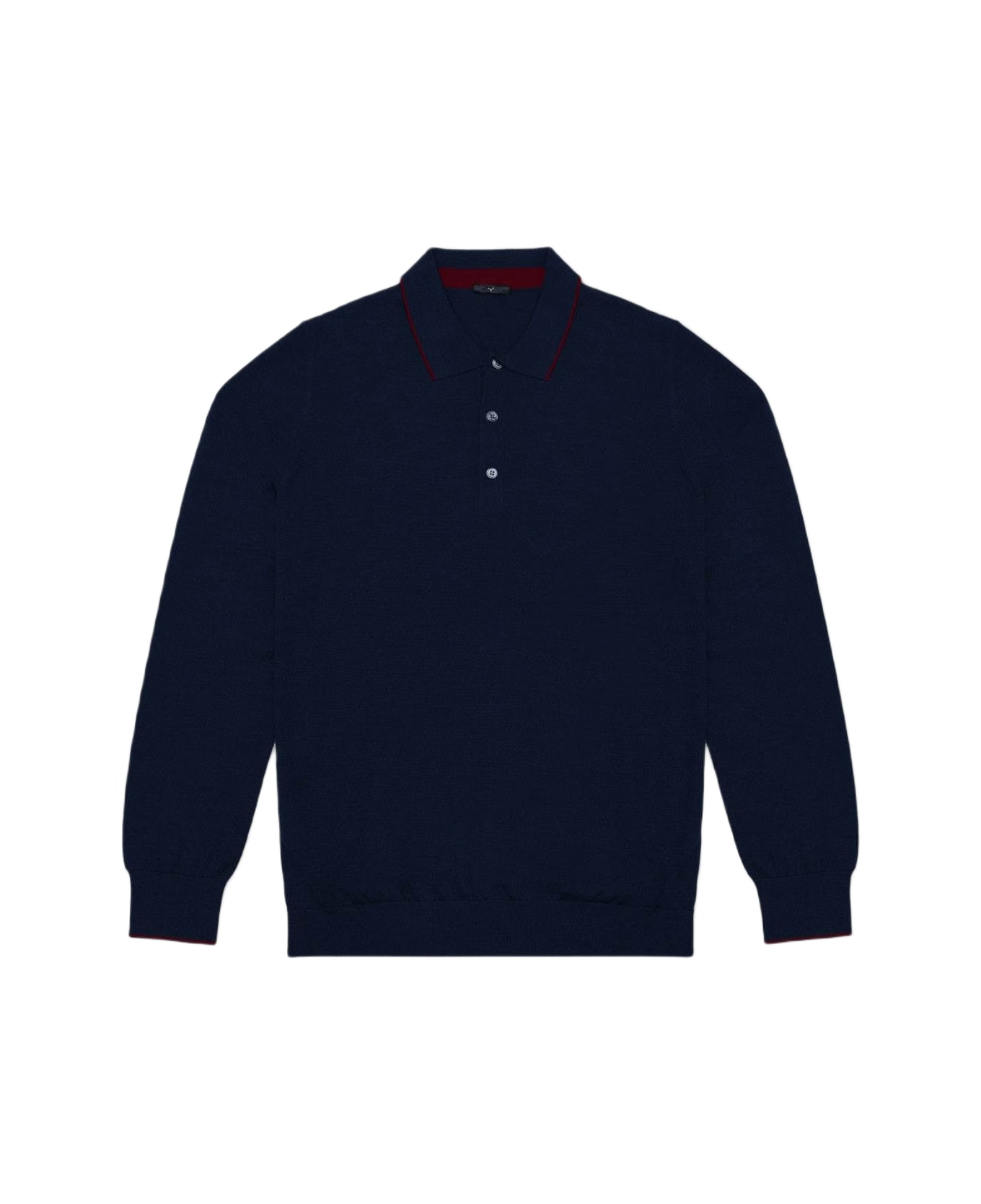 Larusmiani Long Sleeve Polo Shirt Sweater - Blue