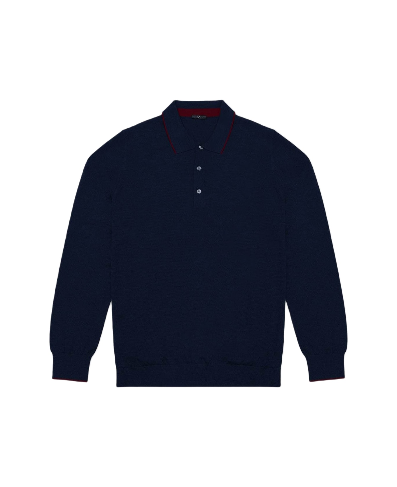 Larusmiani Long Sleeve Polo Shirt Polo Shirt - Blue