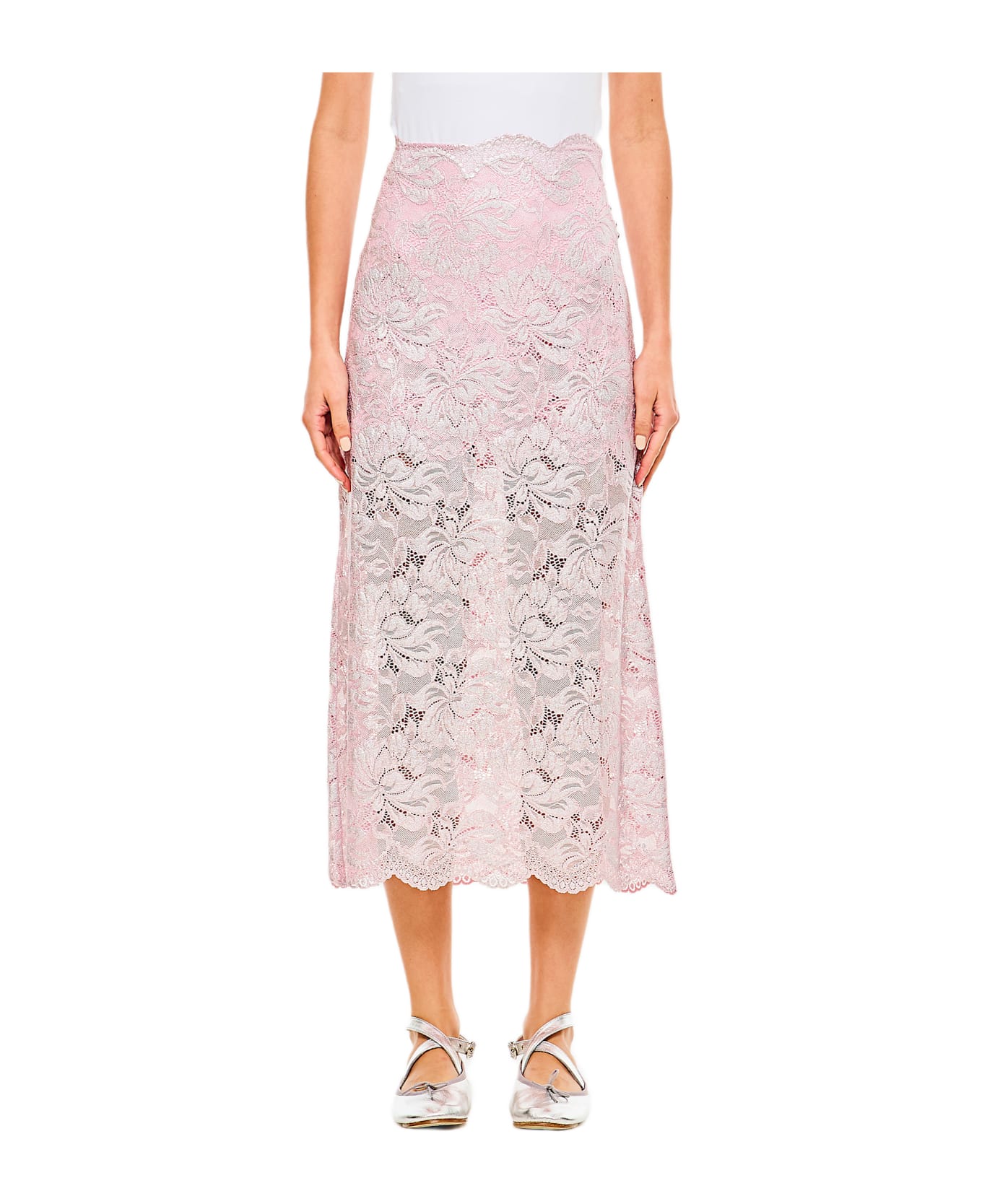 Paco Rabanne Raw Cut Lace Skirt - Pink