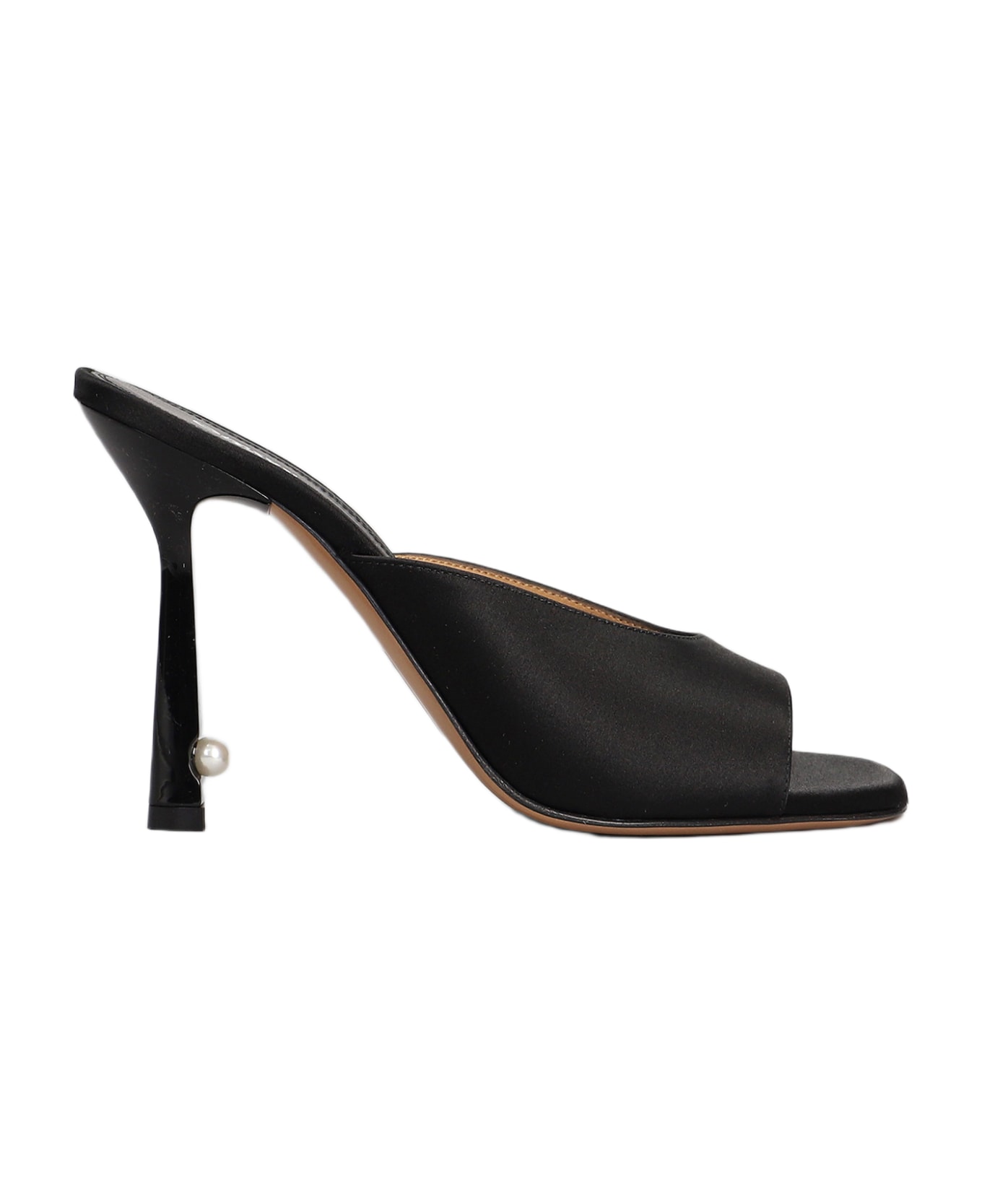 Off-White Lollipop Sandals In Black Satin - black