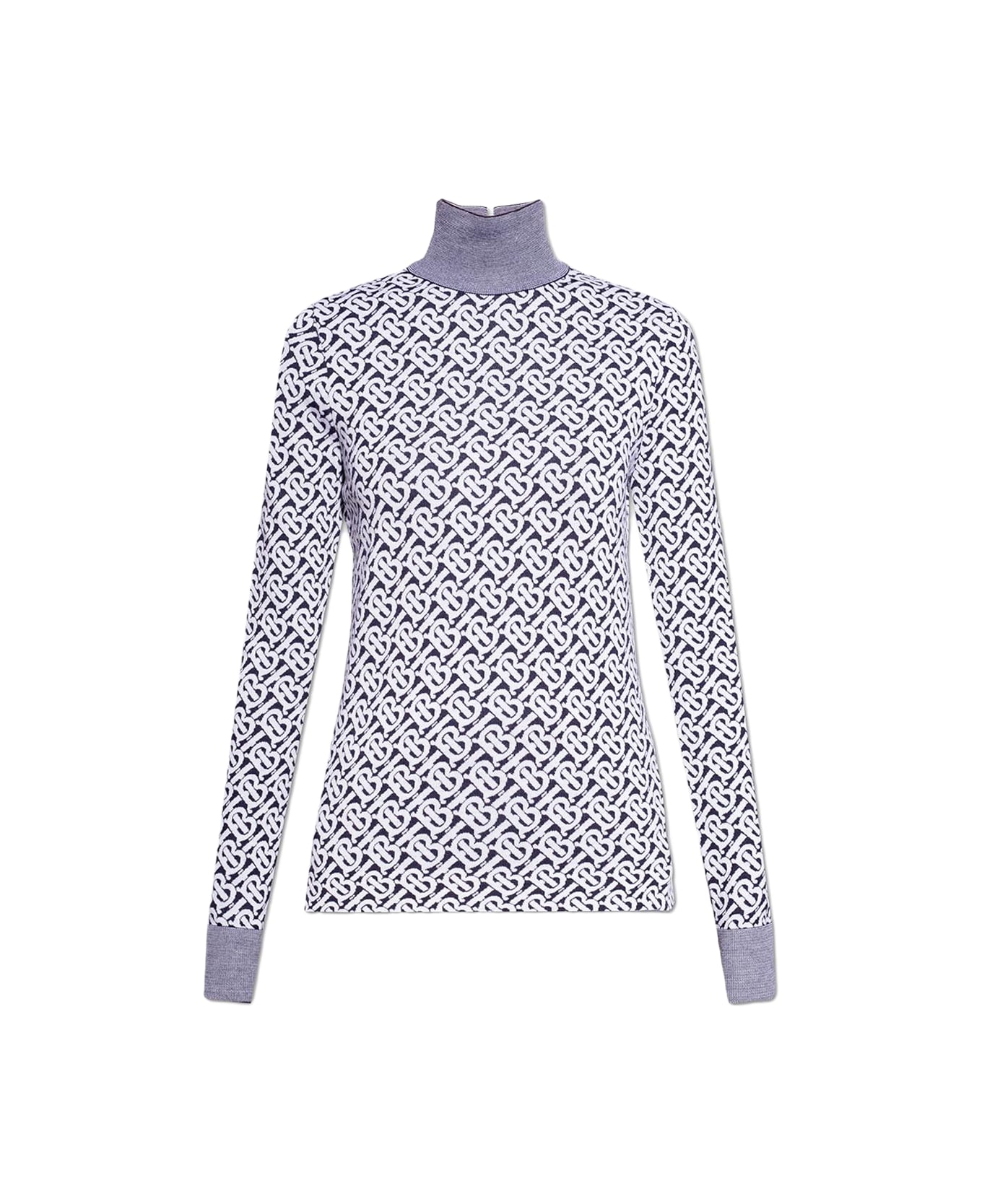 Burberry 'nicky' Top With Stand Collar - GREY
