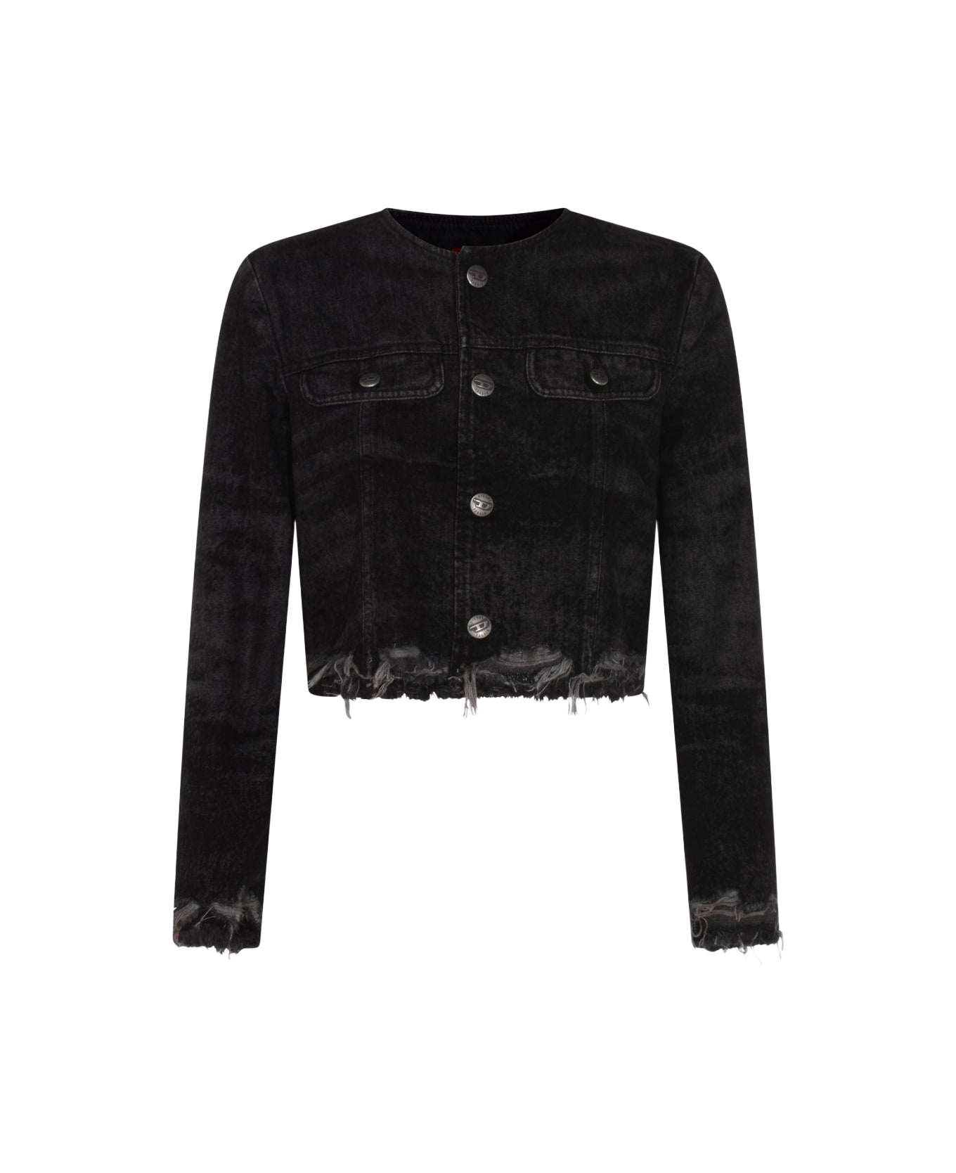 Diesel Black Cotton Denim Jacket - Black