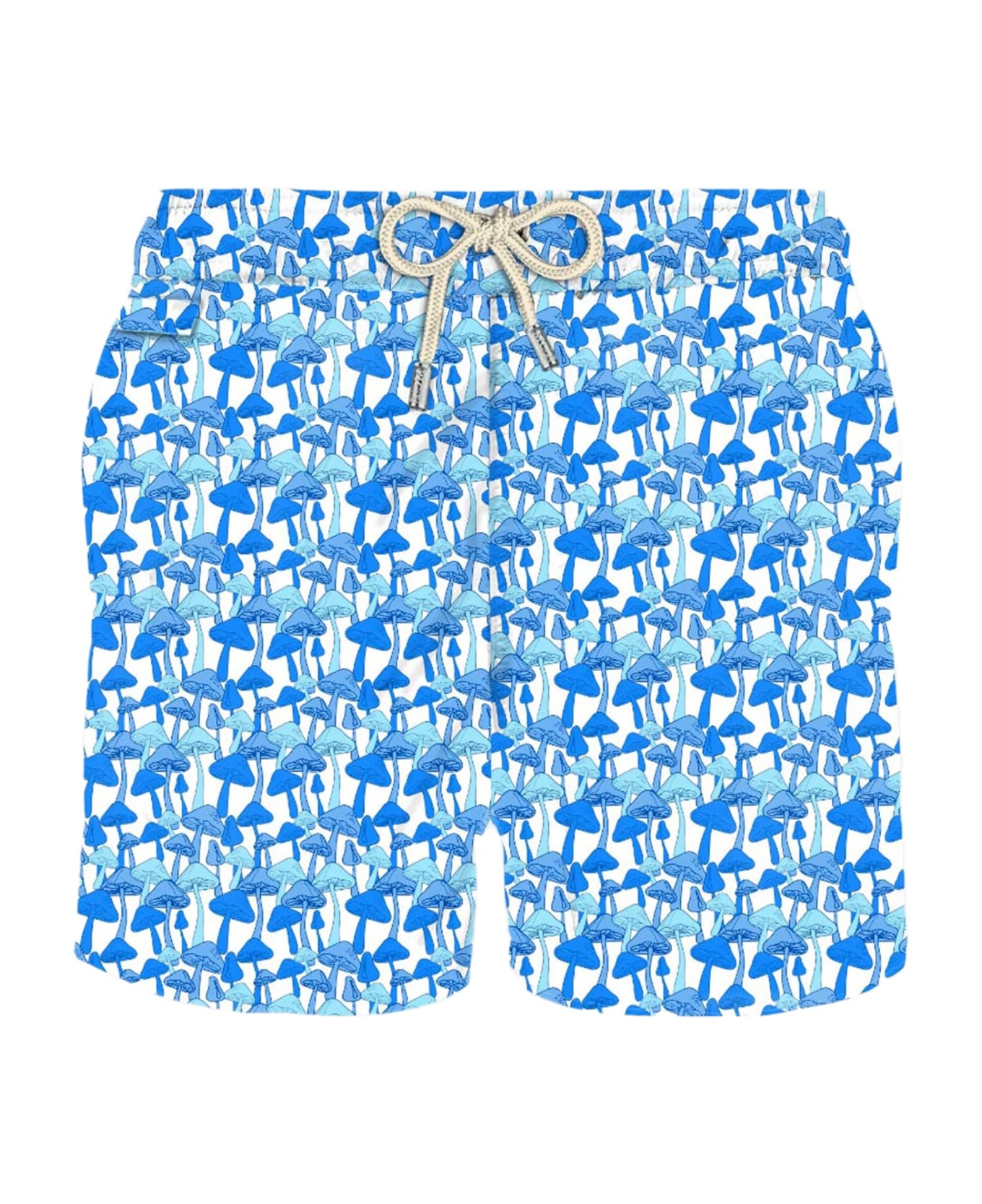 MC2 Saint Barth Man Light Fabric Swim Shorts With Mushrooms Print - SKY