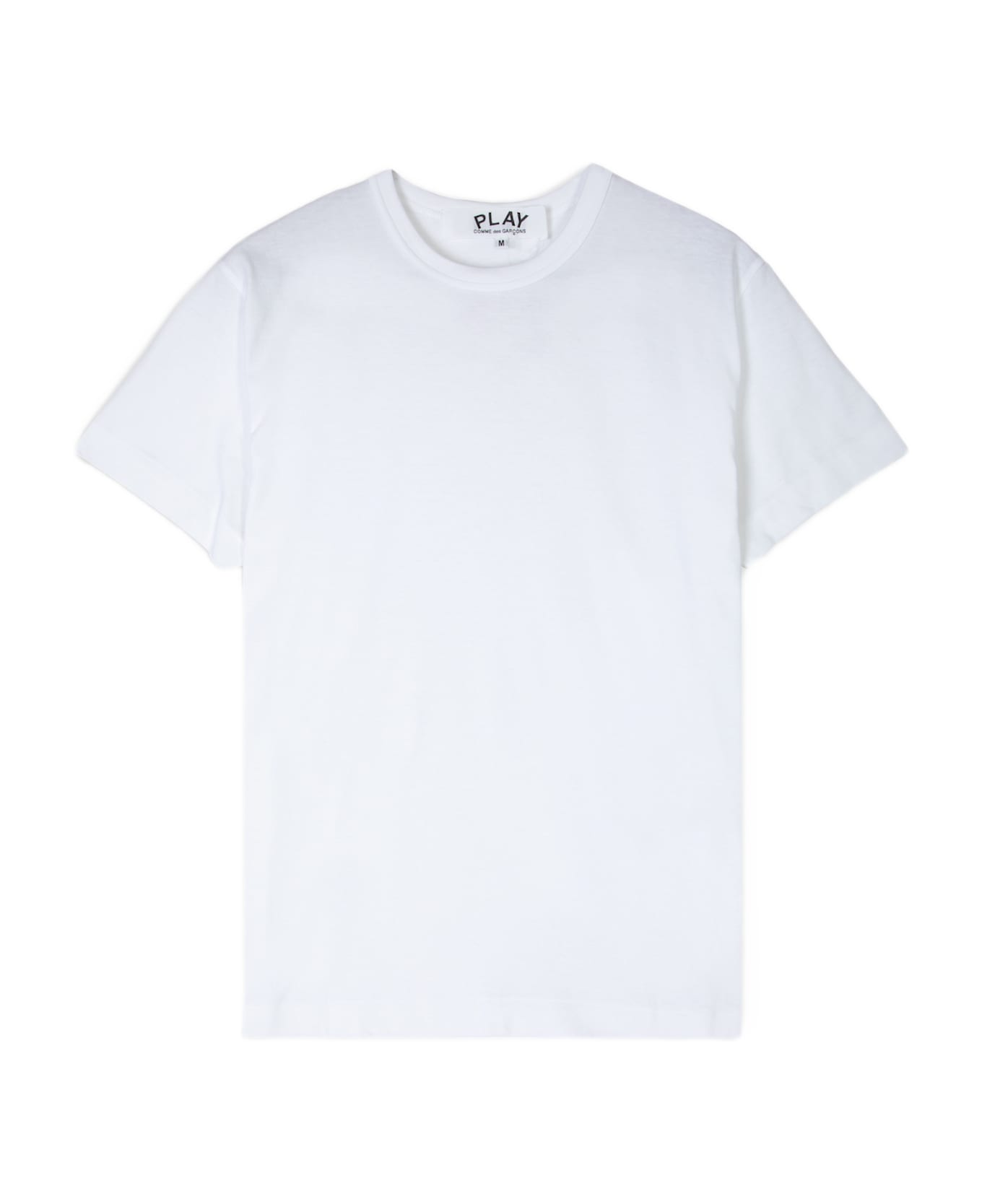 Comme des Garçons Play T-shirt Red Emblem Knit White cotton t-shirt with heart logo at back - Bianco