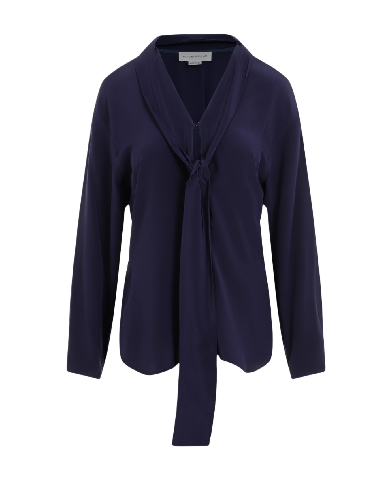 Victoria Beckham V-neck Scarf Blouse - Ink Blue