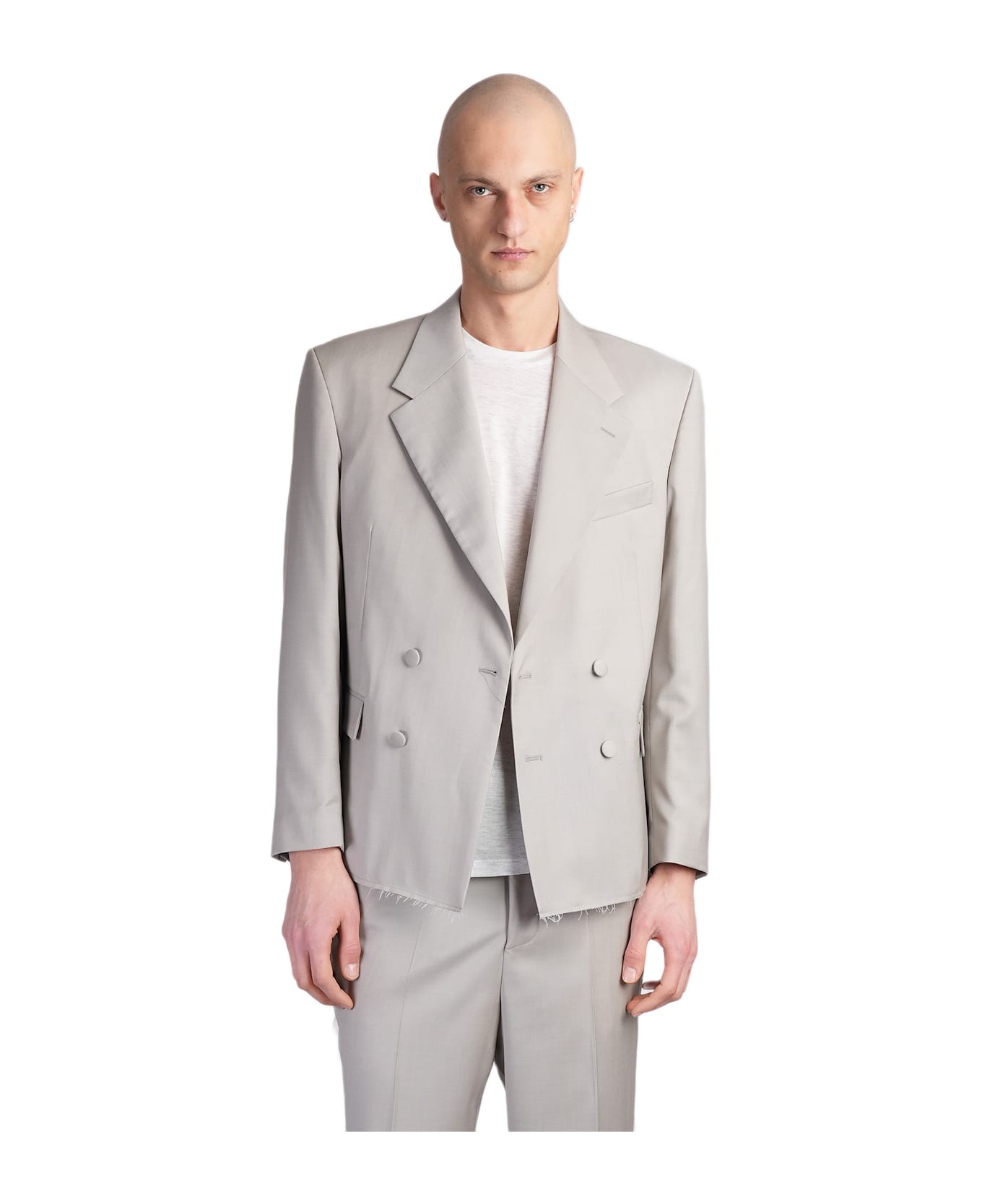 Paura Cassel Blazer In Taupe Wool - taupe