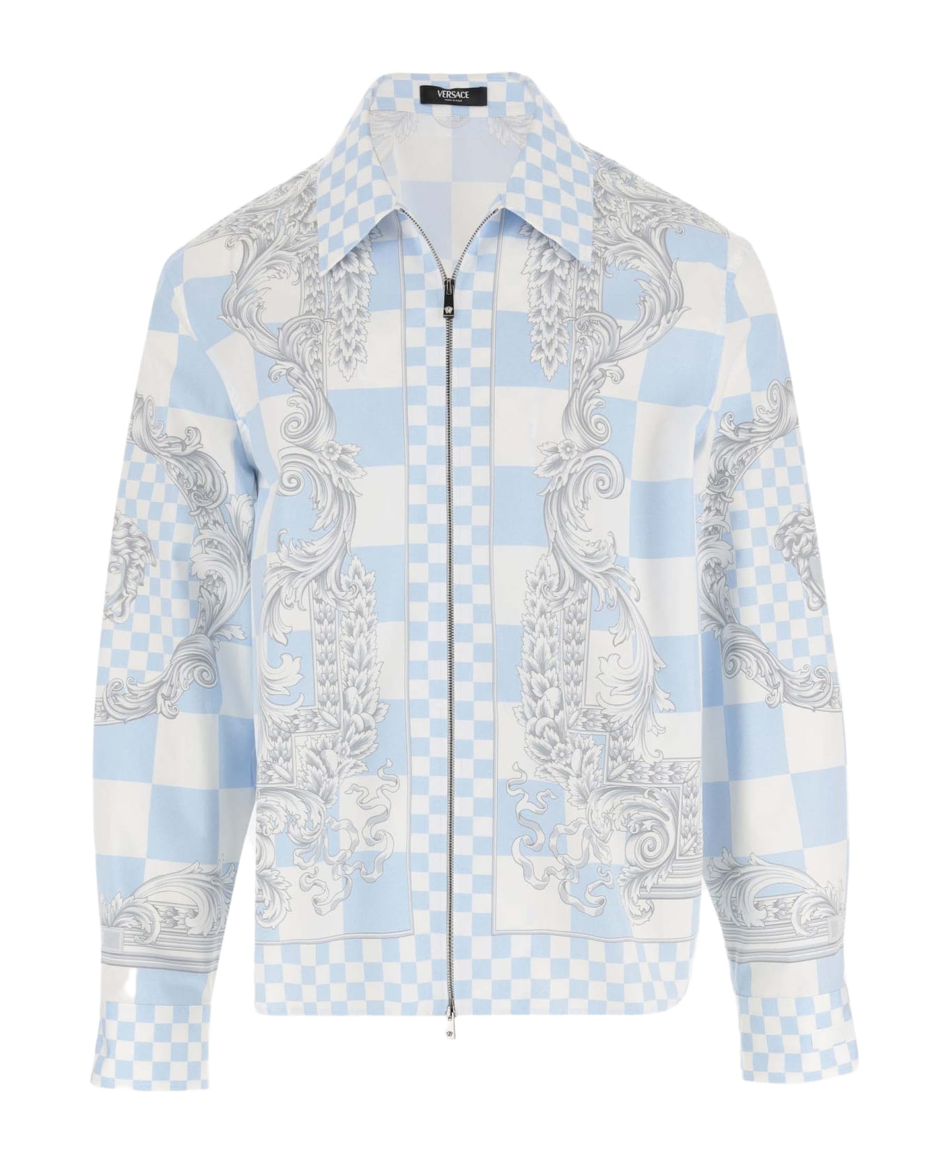 Versace Cotton Jacket With Medusa - Clear Blue
