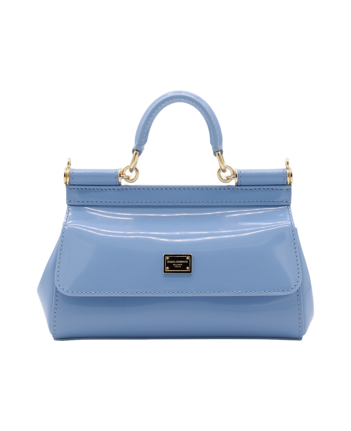 Dolce & Gabbana Light Blue Leather Small Sicily Top Handle Bag - Carta da zucchero
