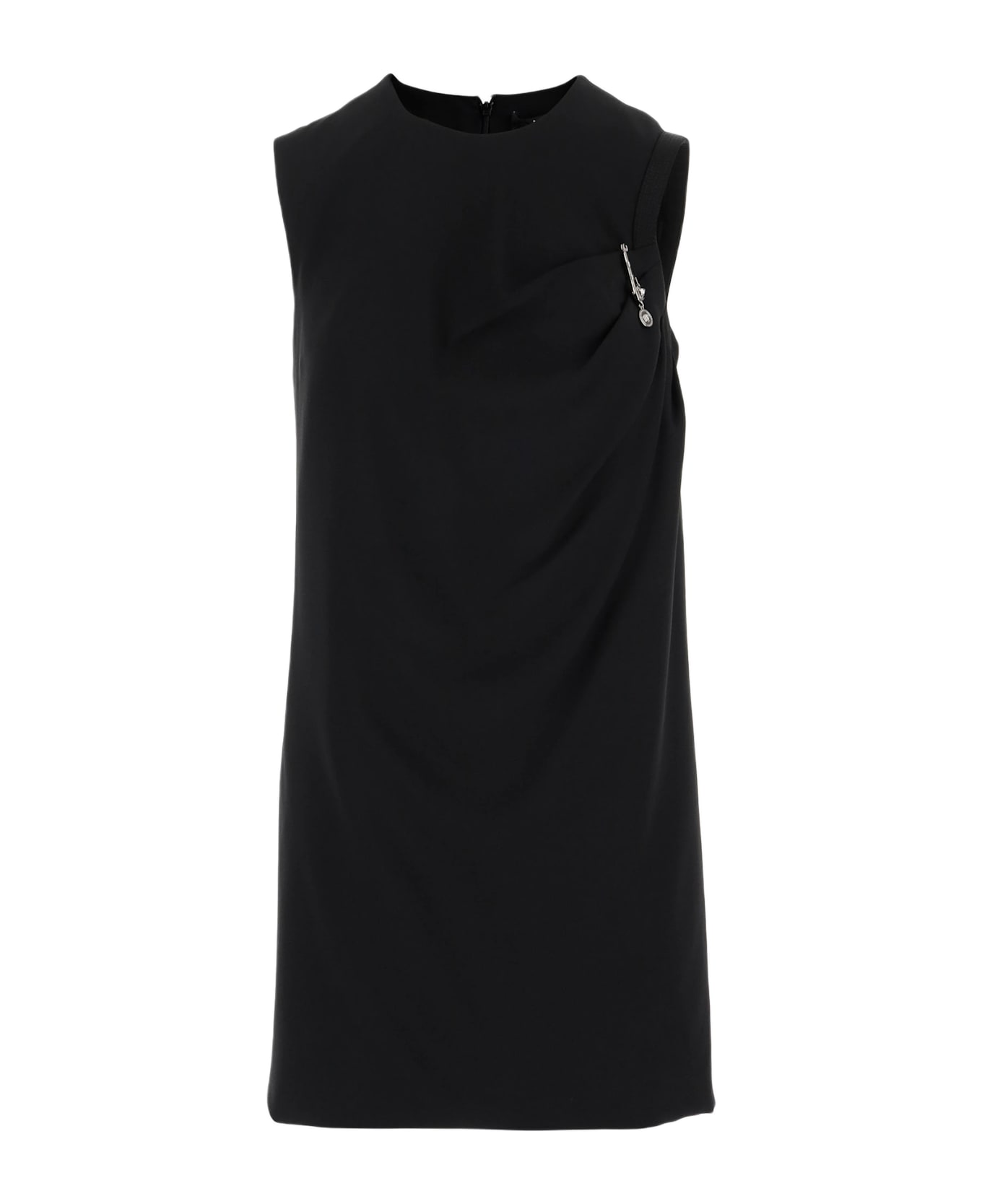Versace Satin Dress With Safety Pin - Black