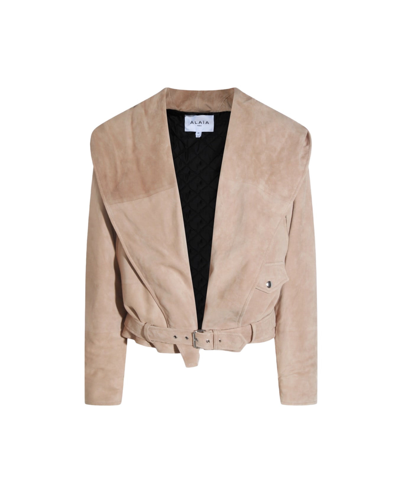 Alaia Beige Leather Jacket - BEIGE CLAIR