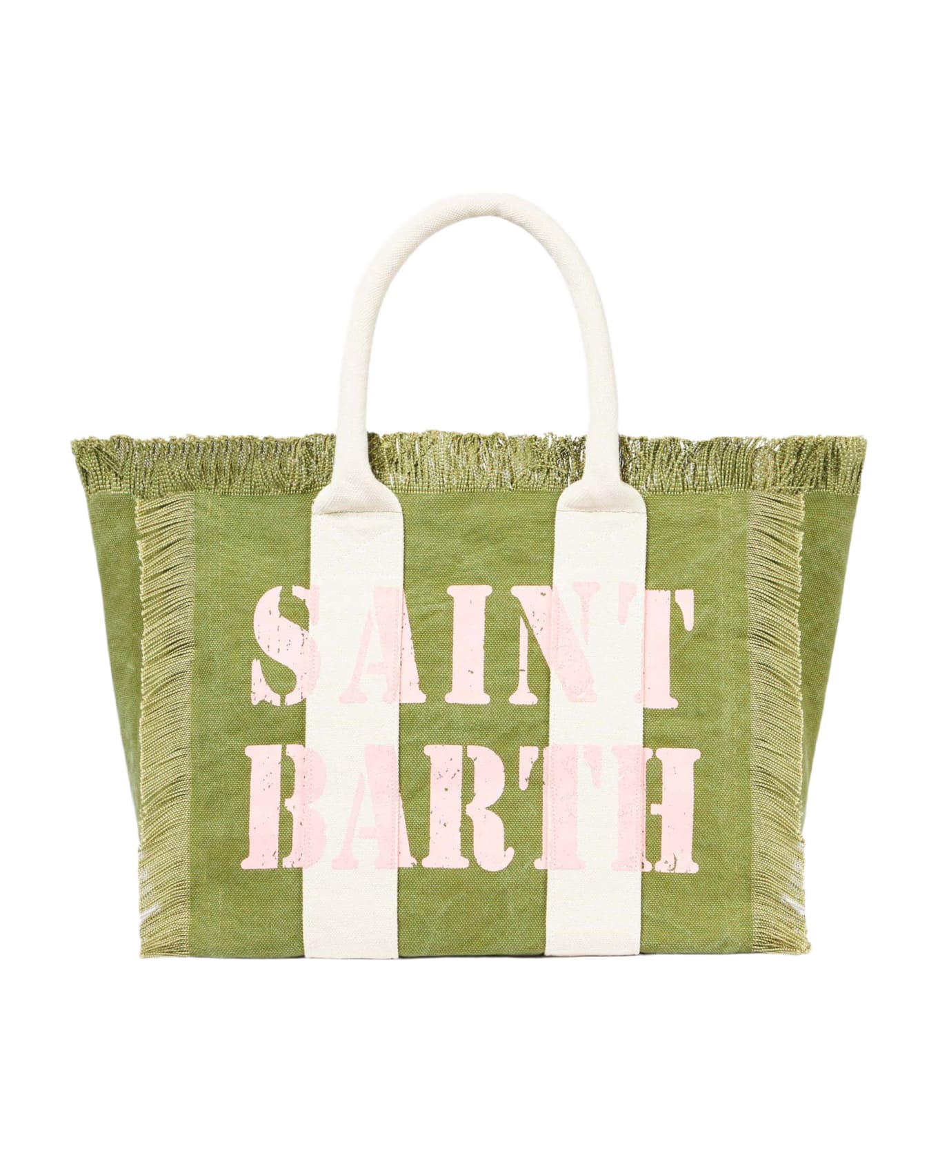 MC2 Saint Barth Vanity Canvas Shoulder Bag With Logo Print - GREY