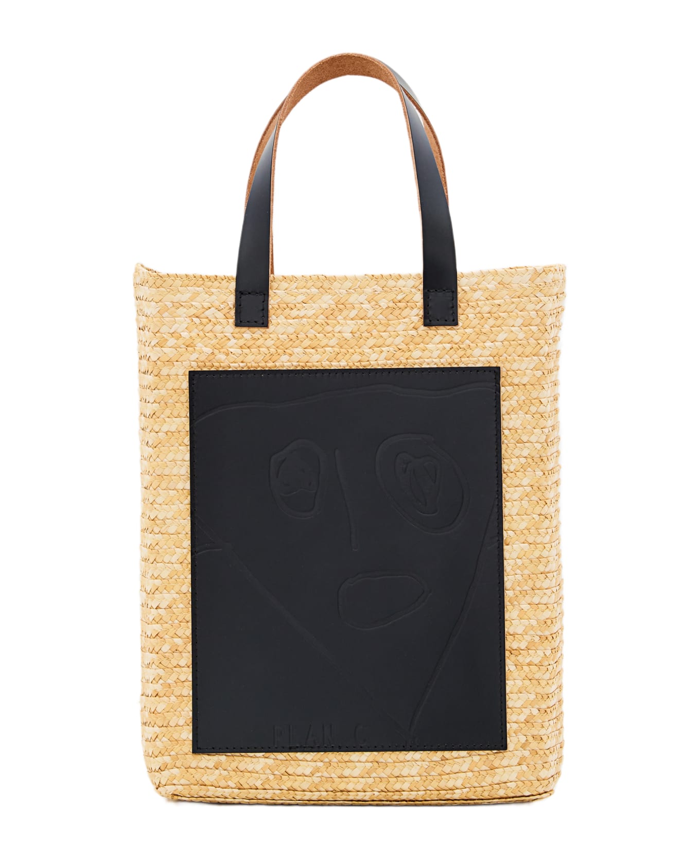 Plan C Straw Medium Shopper - Beige