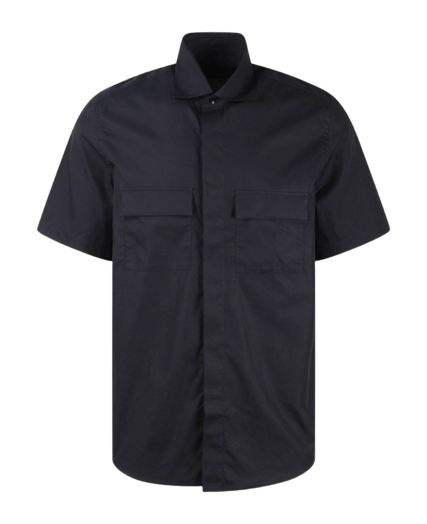 Low Brand Double Pocket Cotton Poplin Shirt - Black