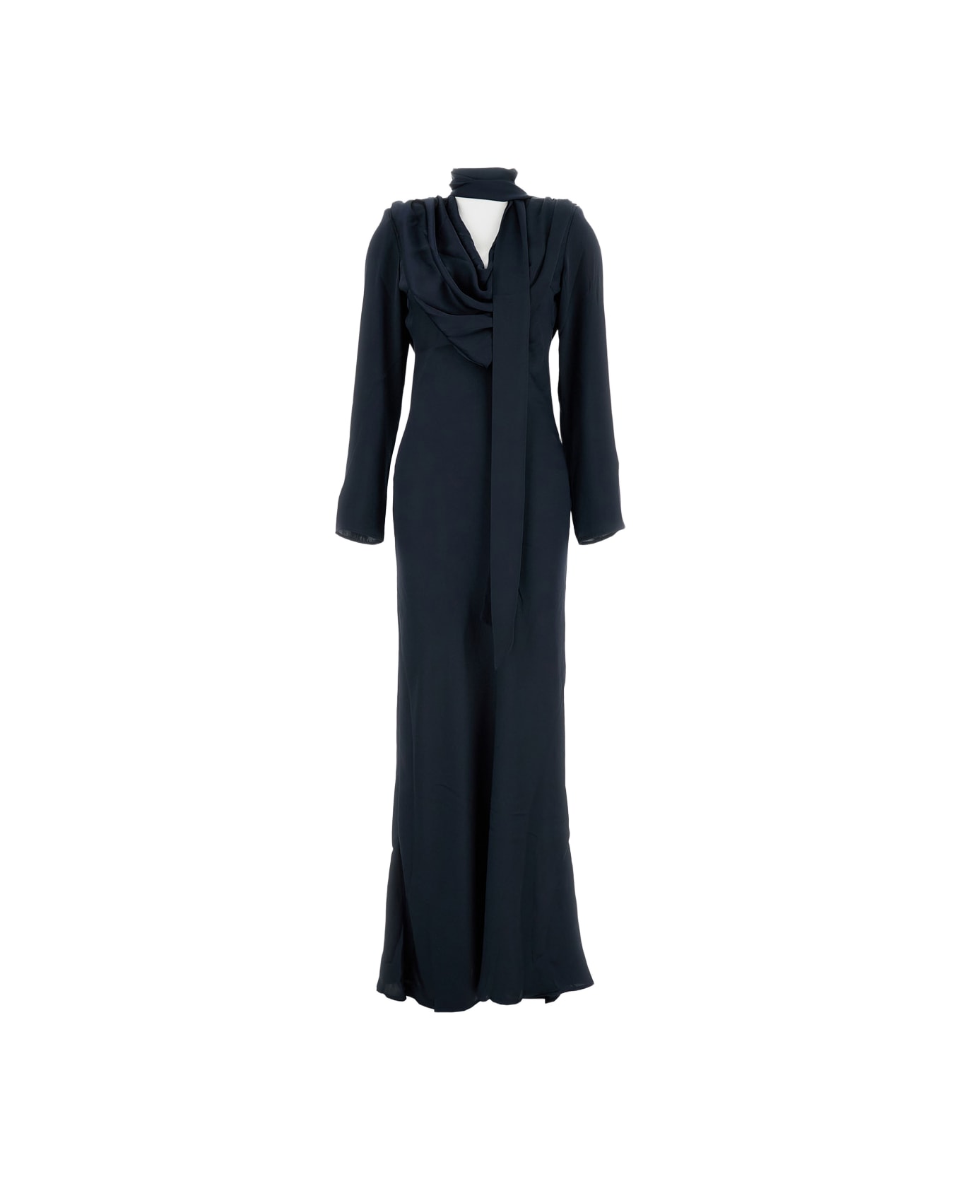 Rotate by Birger Christensen Long Draped Satin Dress - Blue