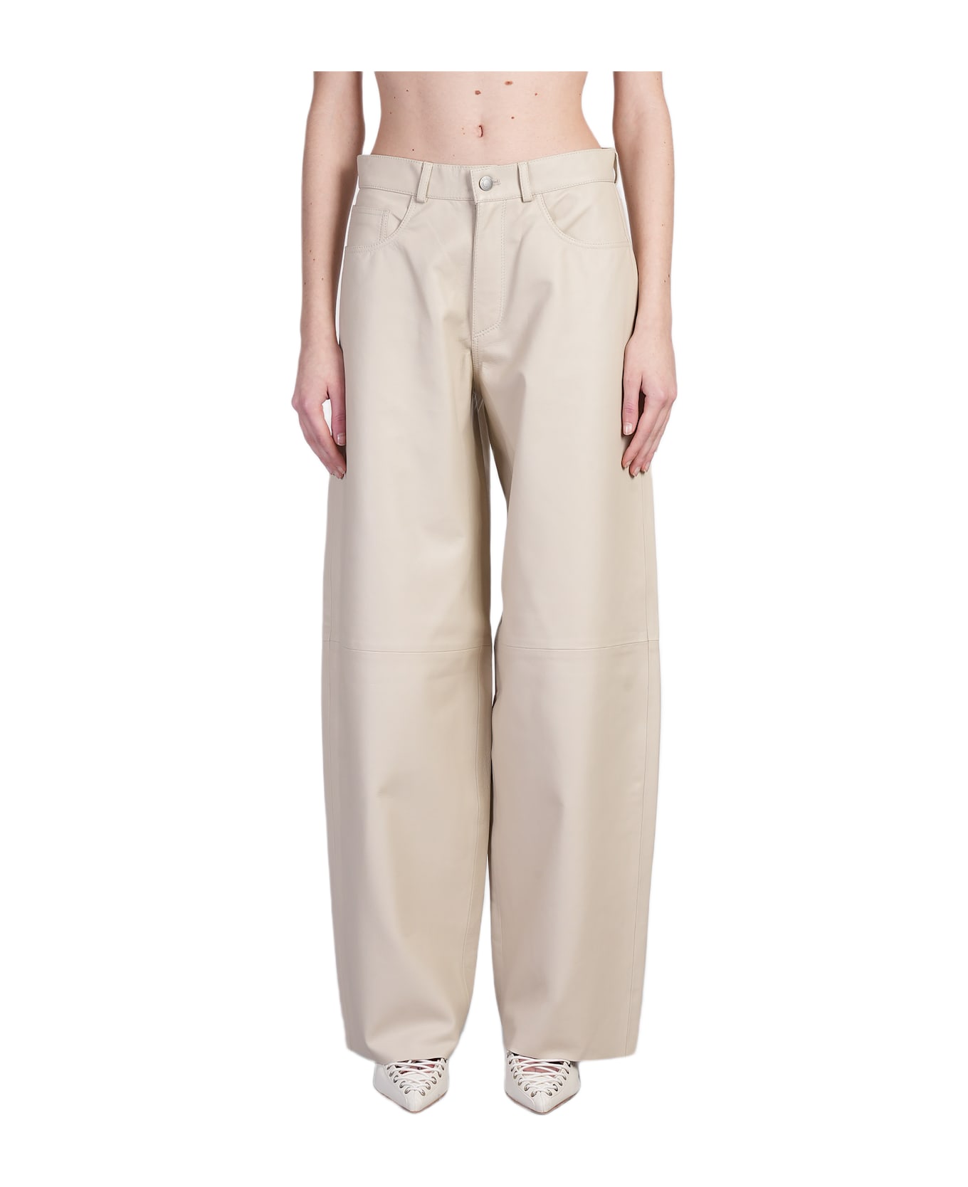 Haikure Bethany Pants In Beige Leather - beige