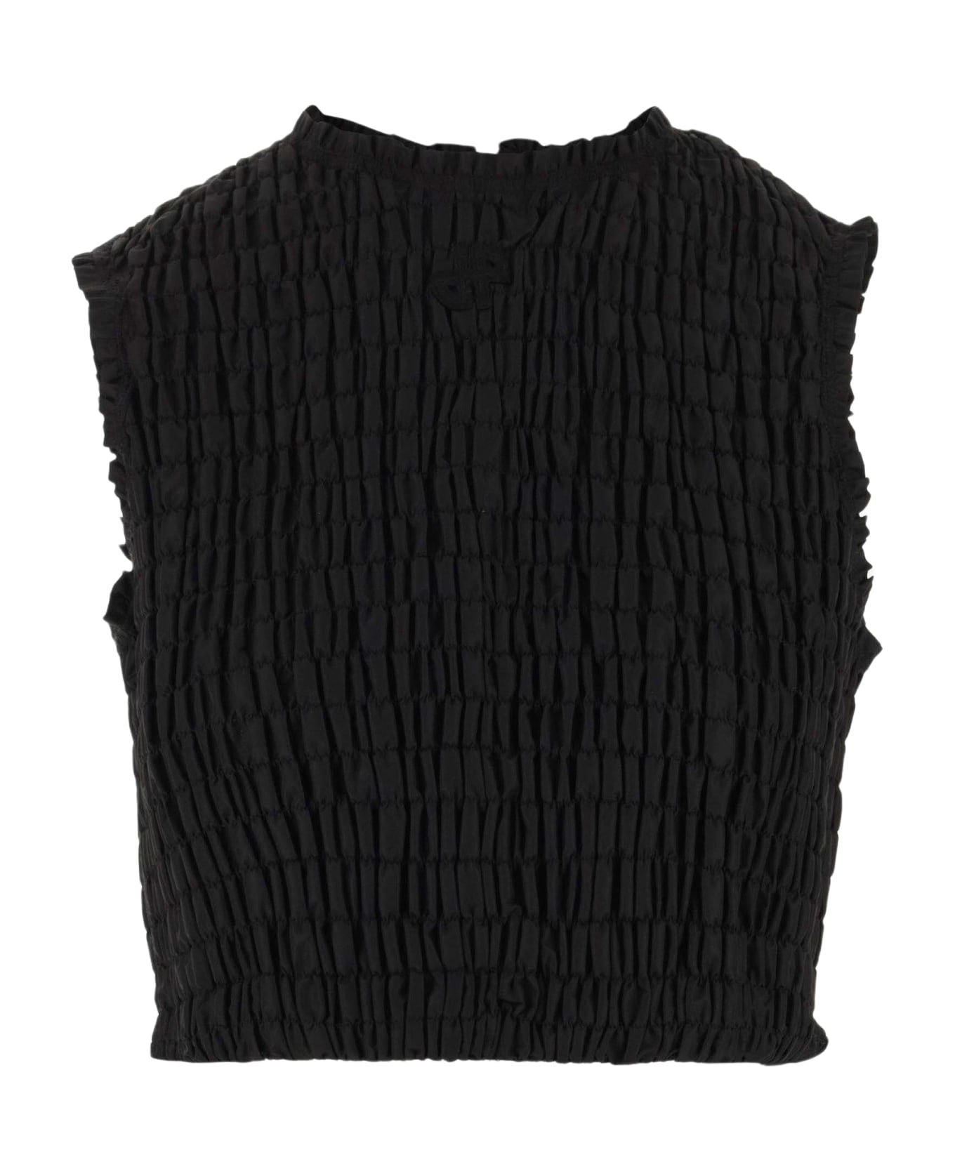 Patou Short Honeycomb Top In Sustainable Fault Line - Black