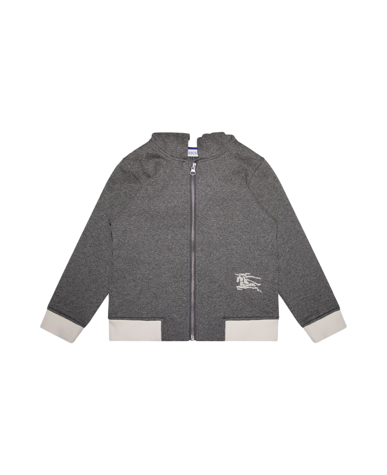 Burberry Grey And White Cotton Sweatshirt - CHARCOAL GREY MELANG ニットウェア＆スウェットシャツ