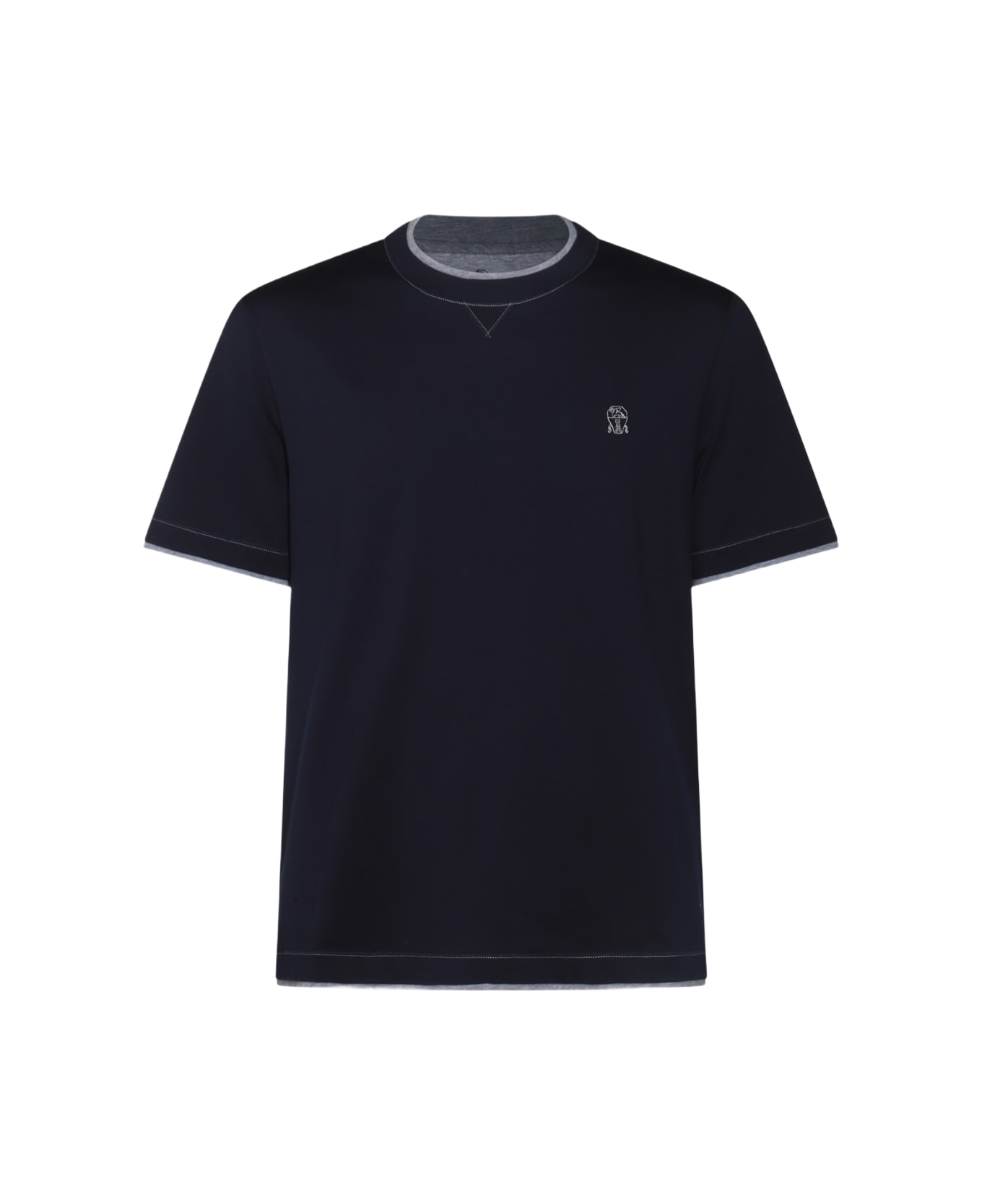 Brunello Cucinelli Navy Cotton T-shirt - Blue