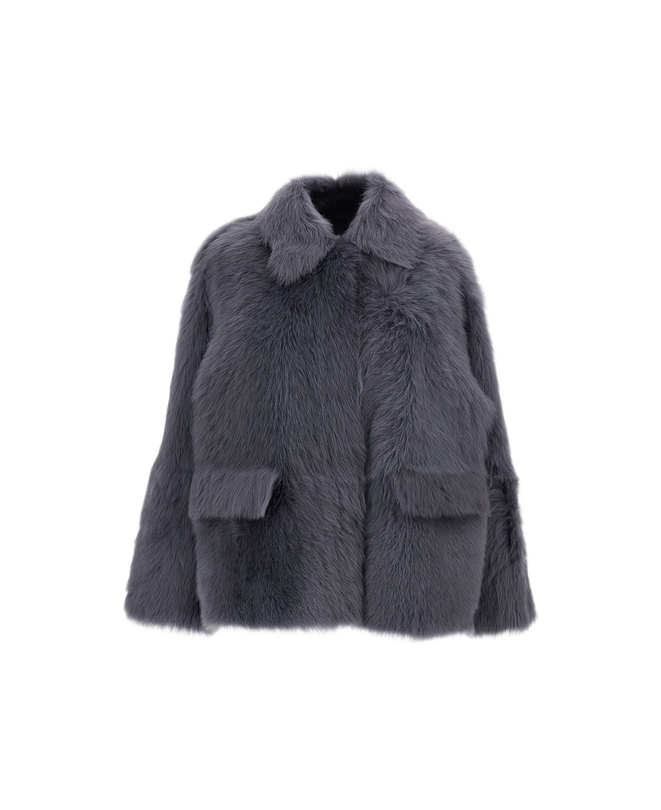 Desa 1972 Reversible Shearling Boxy Jacket - Grey