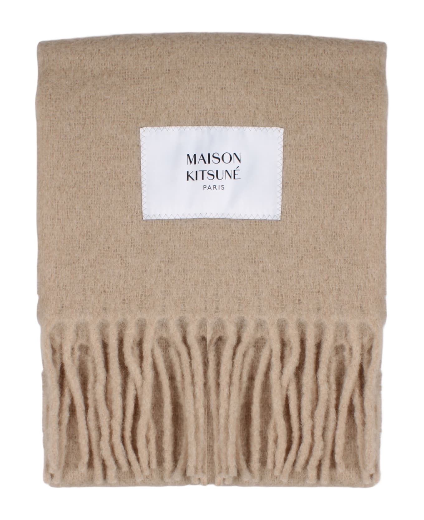 Maison Kitsuné Alpaca Fringed Scarf - Light Brown スカーフ