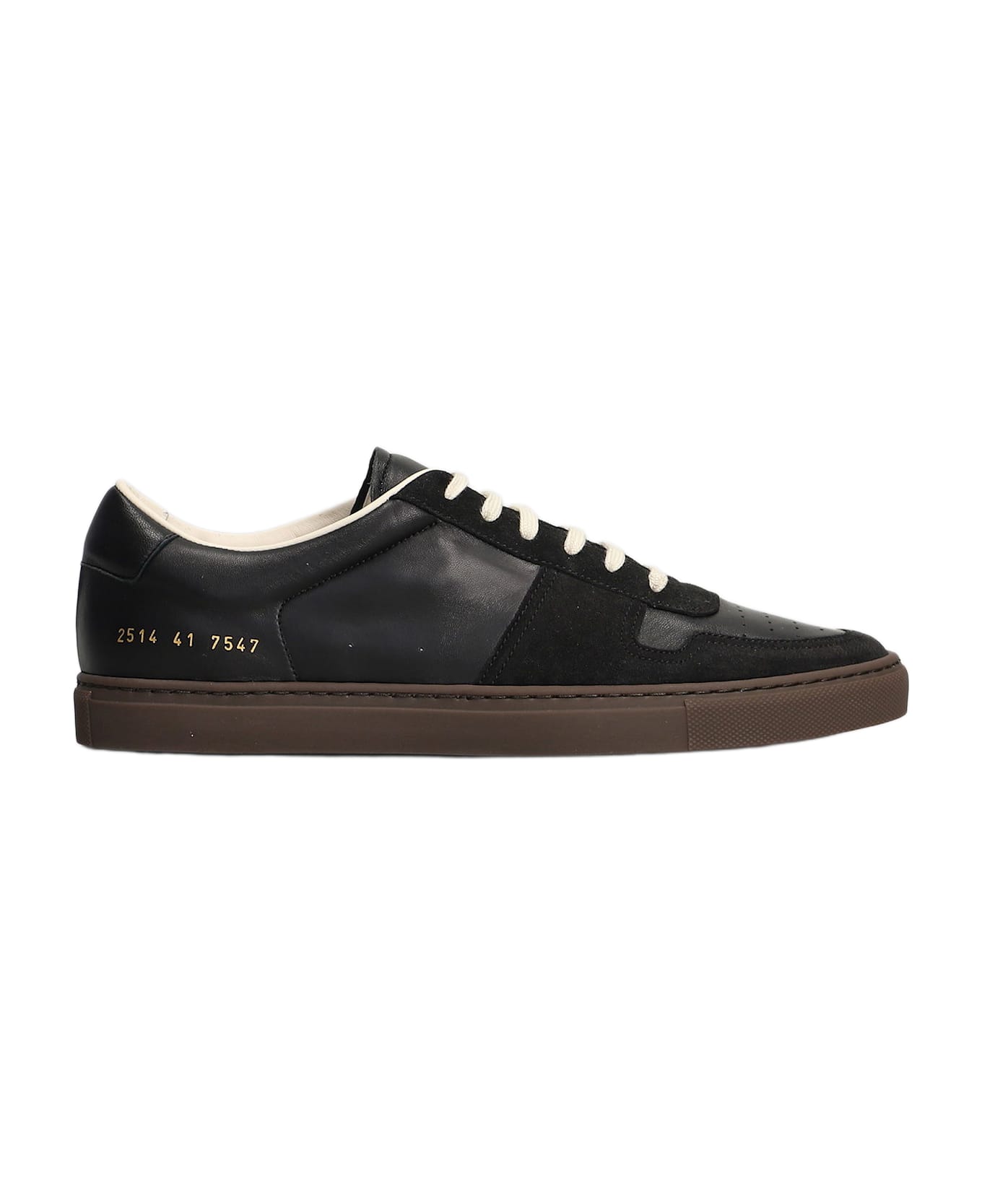 Common Projects Bball Slim Sneakers In Black Suede And Leather - black